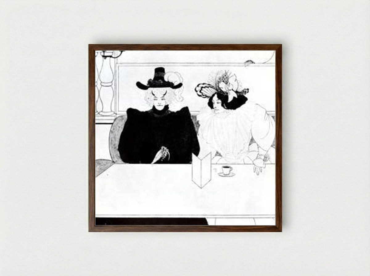 Black Coffee - Aubrey Beardsley - Framed Print Dark Wood