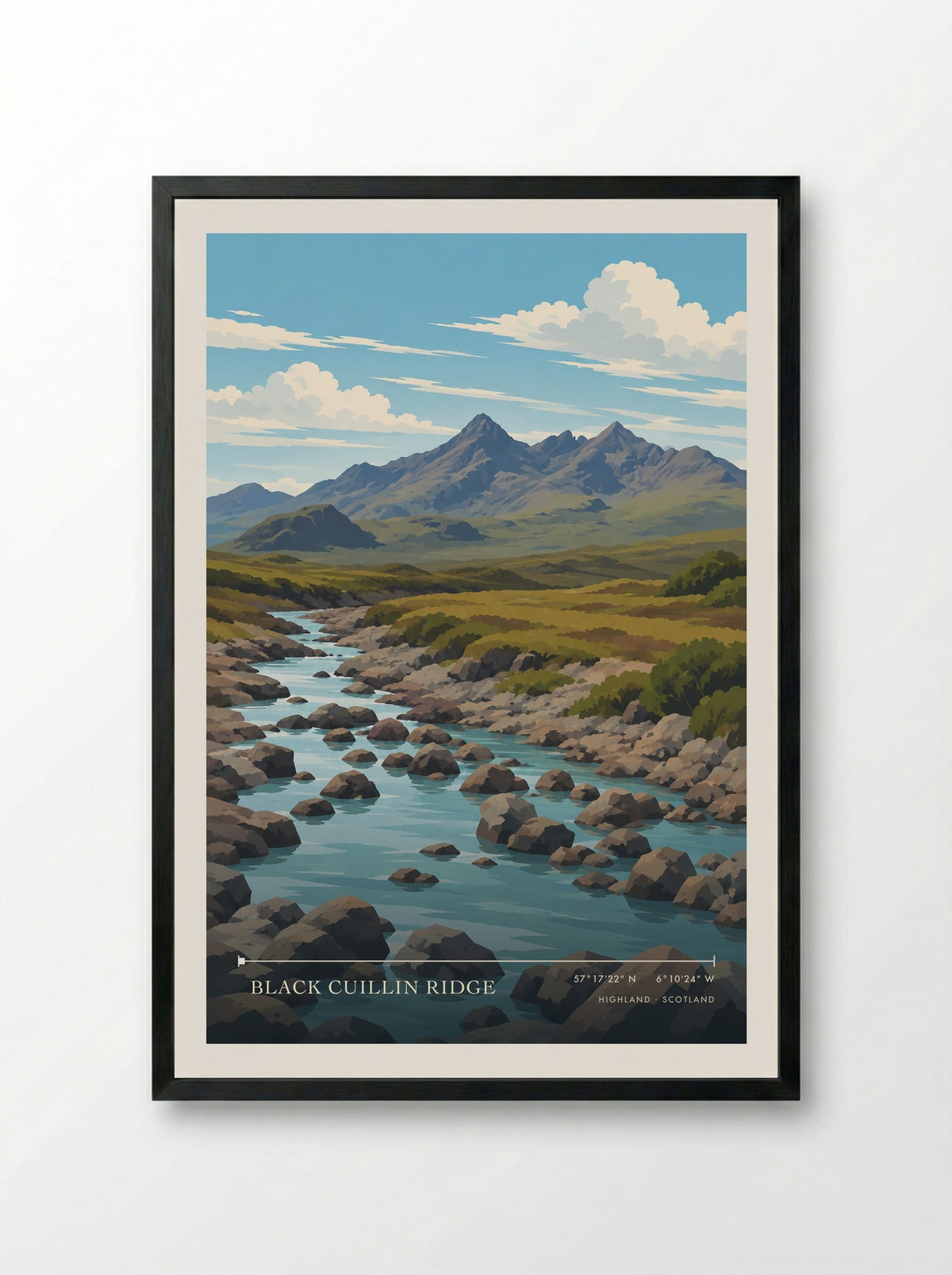 Black Cuillin Ridge, Highland | Travel Poster - Framed Print Black