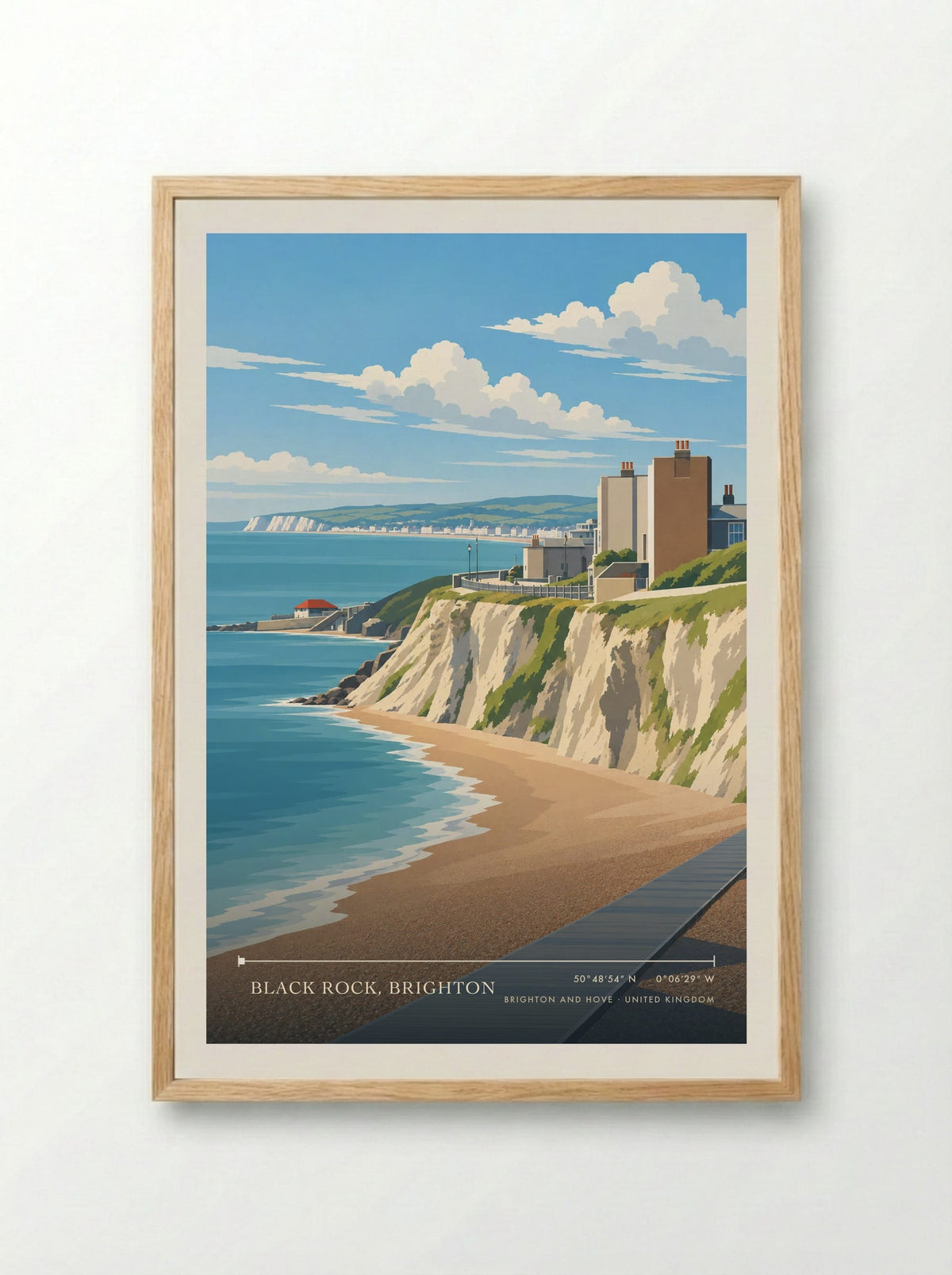 Black Rock, Brighton, Brighton and Hove | Travel Poster - Framed Print Wood