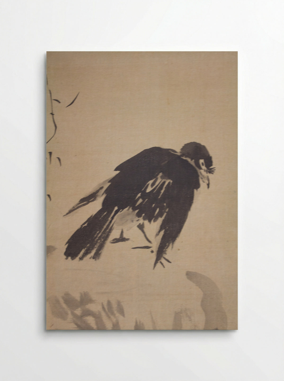 Blackbird on Wave-Swept Rock - Kano School - Poster