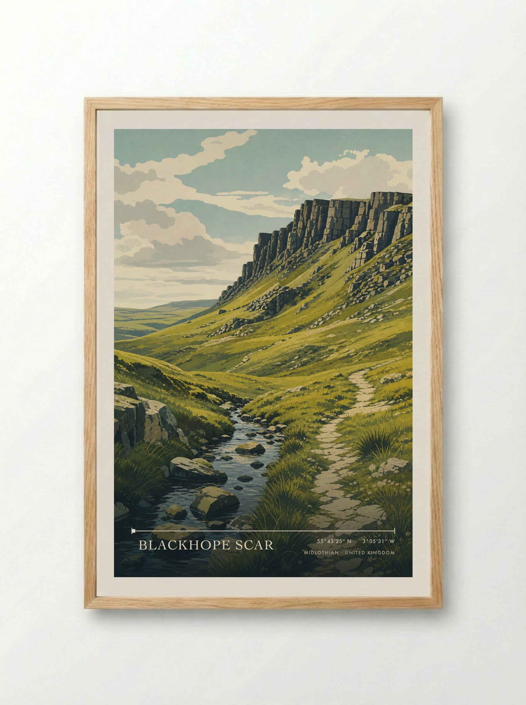 Blackhope Scar Midlothian United Kingdom Travel Poster - Framed Print Wood
