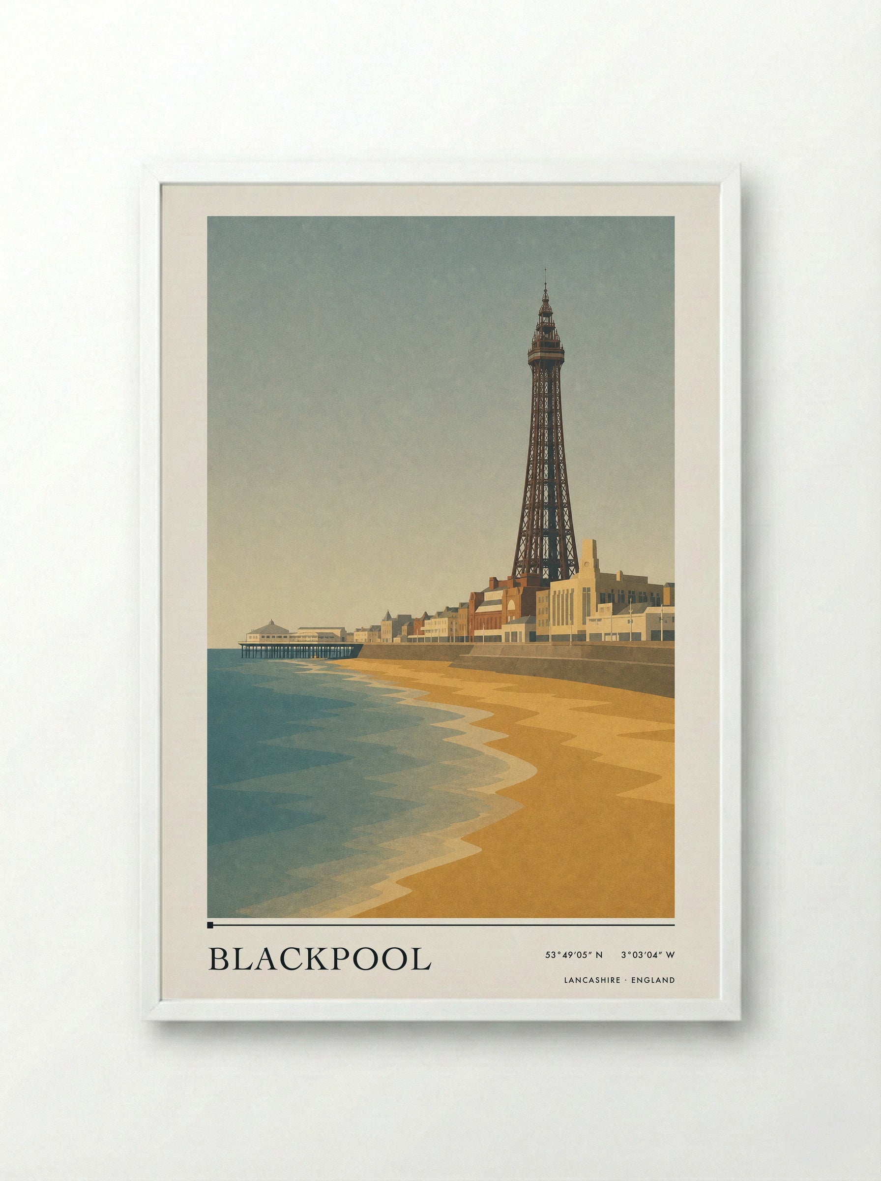 Blackpool Lancashire Travel Poster - Framed Print White