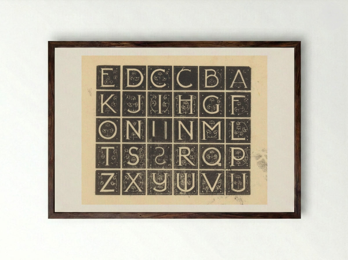 Blad met dertig initialen - Mathieu Lauweriks - Framed Print Dark Wood