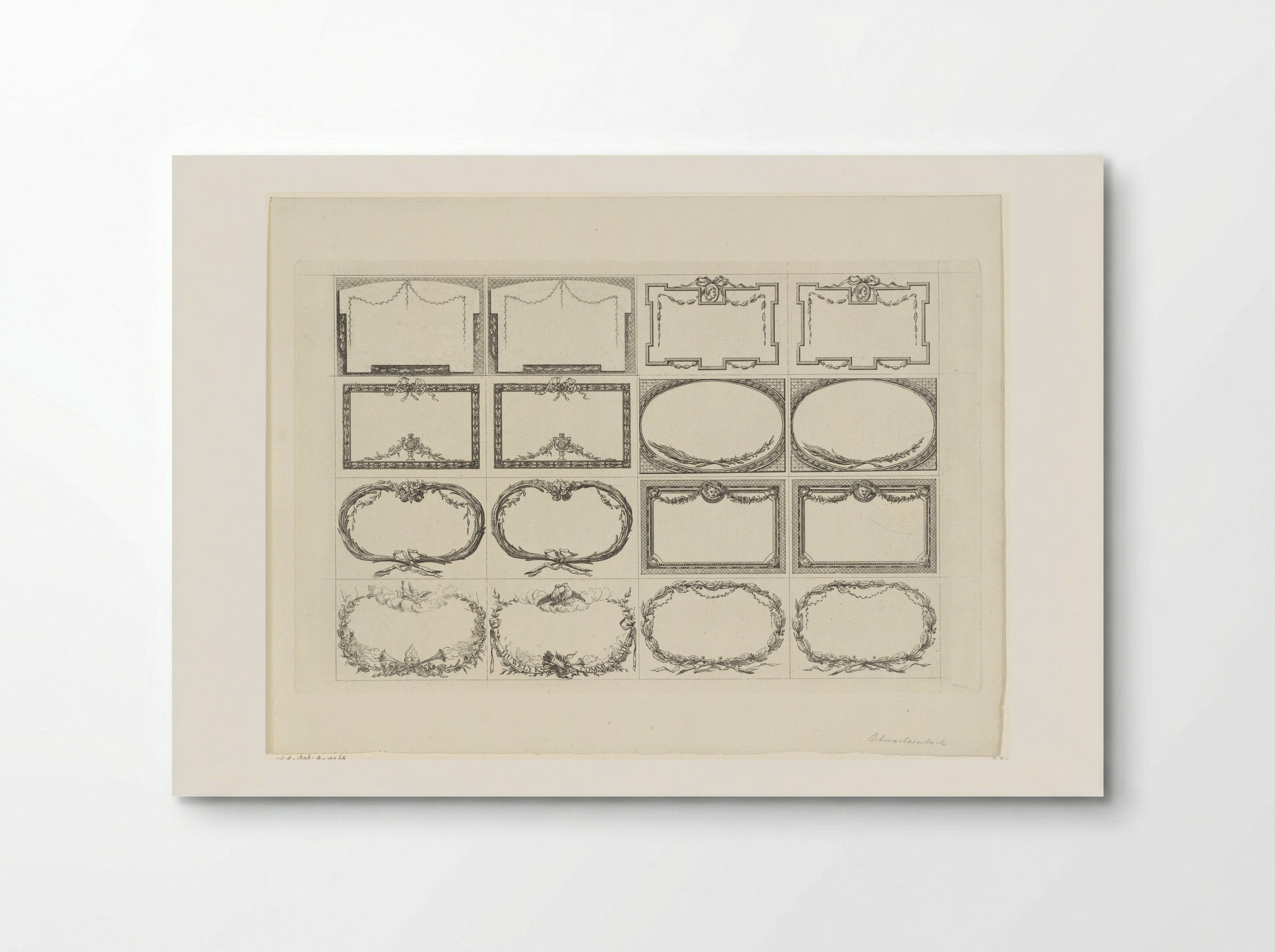 Blad met zestien verschillende cartouches - Jacob Schwartzenbach - Poster