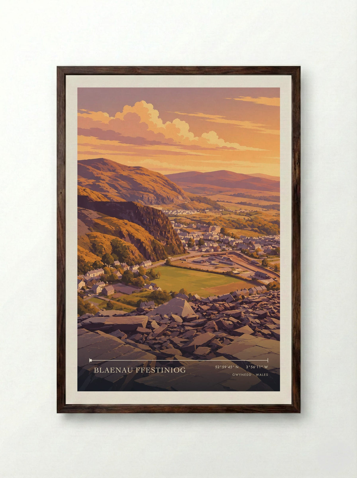 Blaenau Ffestiniog, Gwynedd | Travel Poster - Framed Print Dark Wood