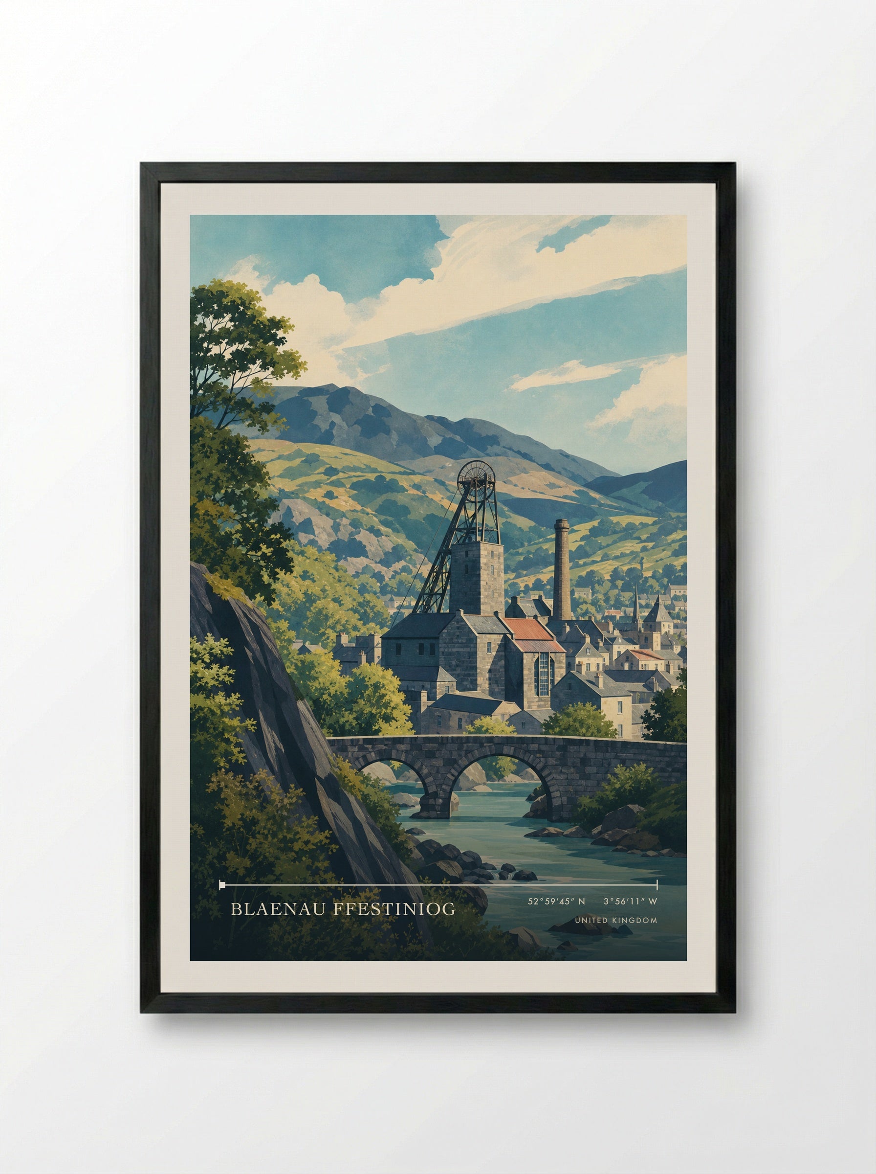 Blaenau Ffestiniog United Kingdom Travel Poster - Framed Print Black