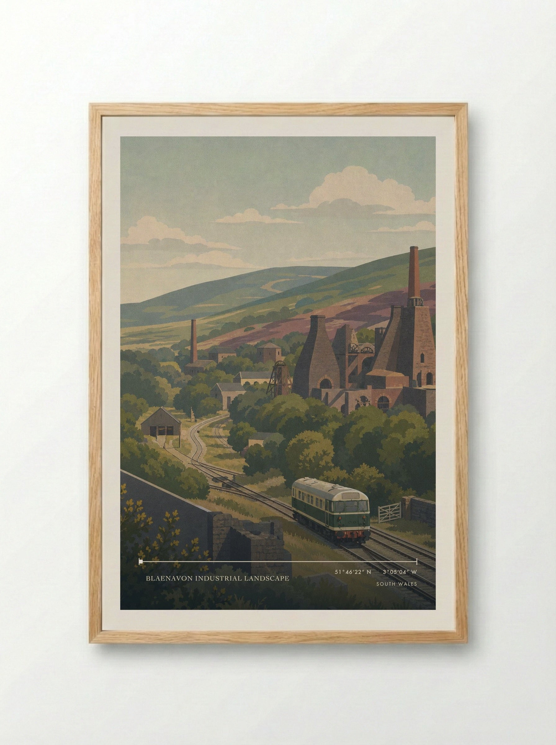 Blaenavon Industrial Landscape South Wales Wales Travel Poster - Framed Print Wood