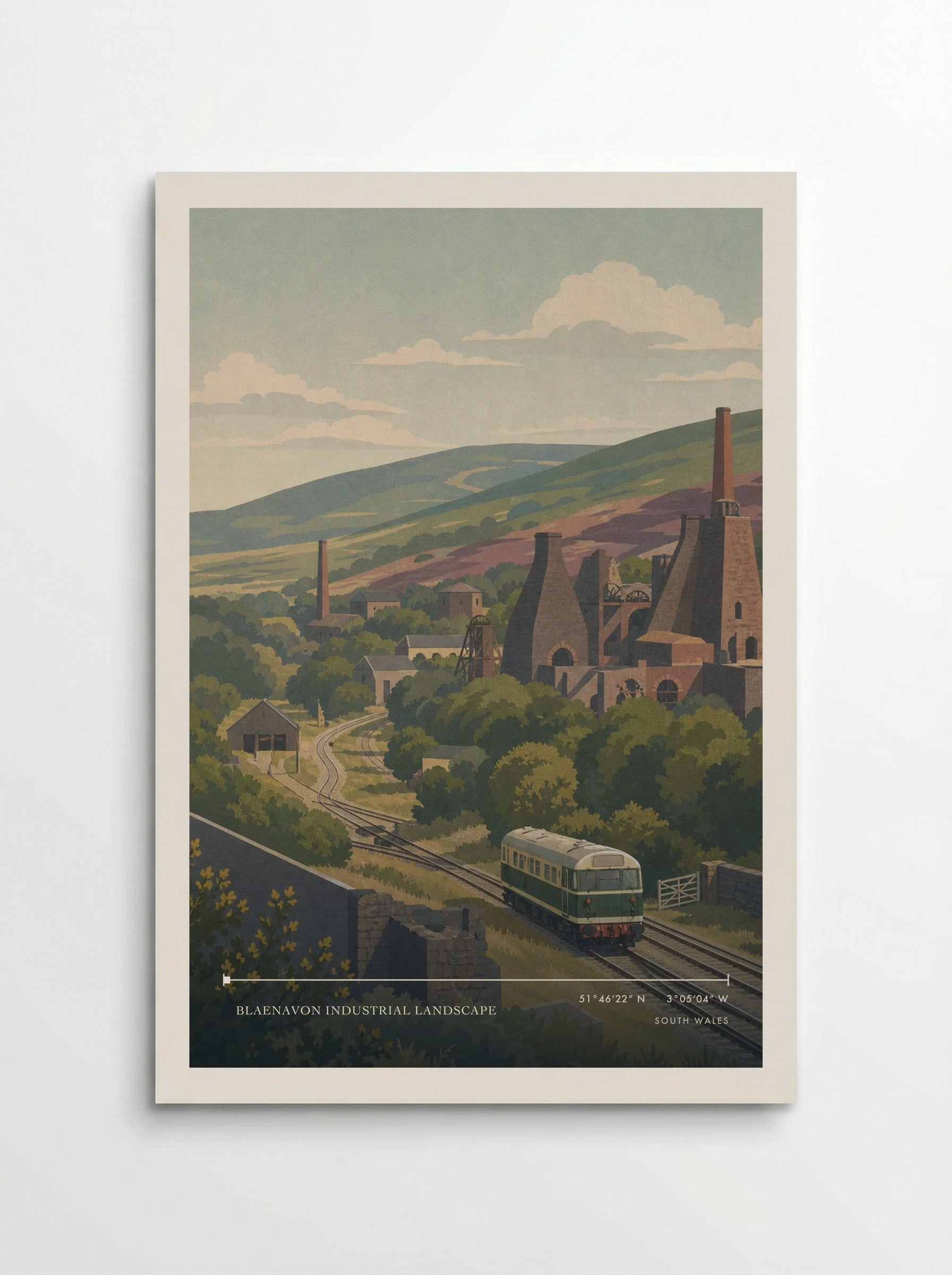 Blaenavon Industrial Landscape South Wales Wales Travel Poster - Poster