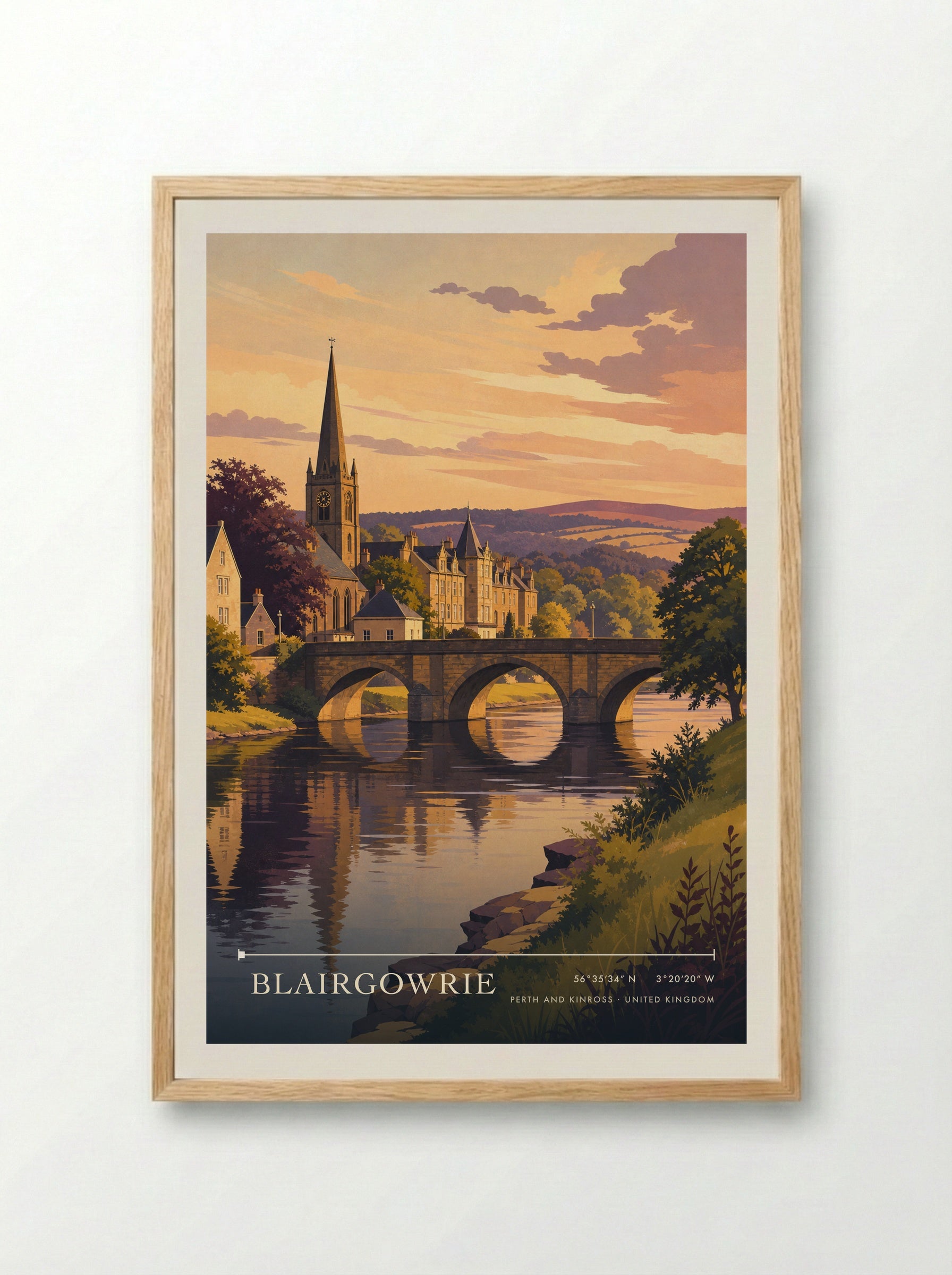 Blairgowrie Perth and Kinross United Kingdom Travel Poster - Framed Print Wood
