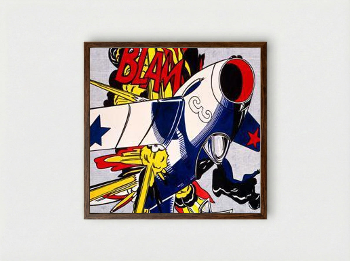 Blam - Roy Lichtenstein - Framed Print Dark Wood