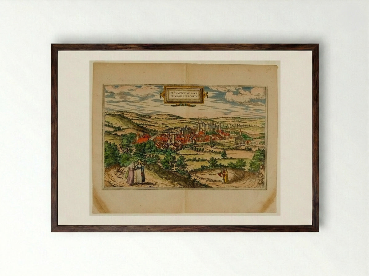 Blanmont au pays de Vauge en Loreyne - Joris Hoefnagel - Framed Print Dark Wood
