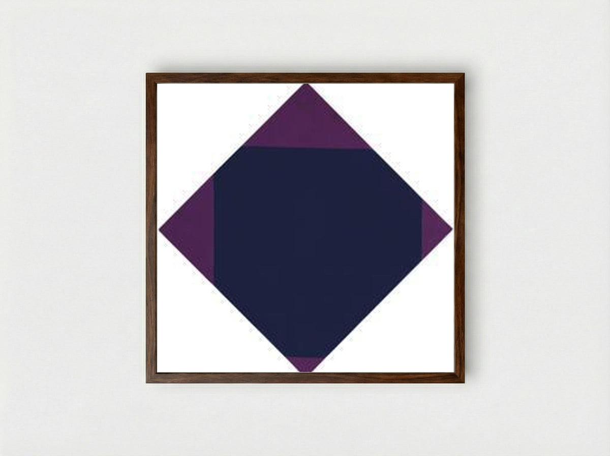 Blau-violettes horizontal-vertikal-quadrat - Max Bill - Framed Print Dark Wood