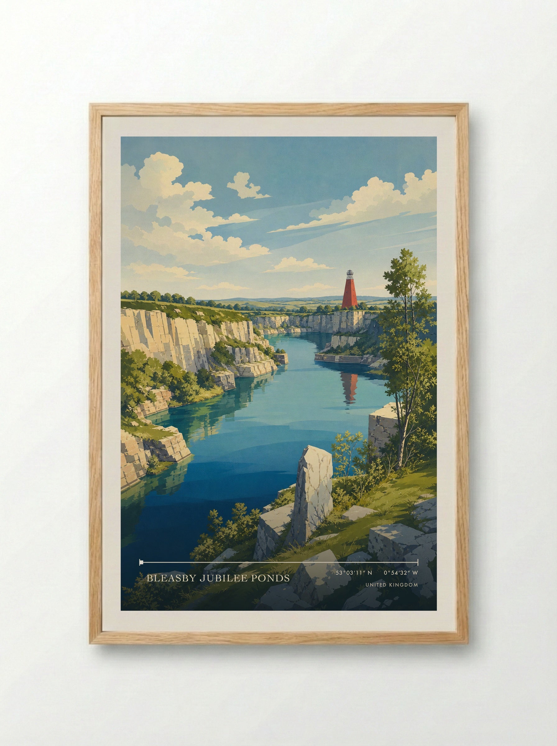 Bleasby Jubilee Ponds United Kingdom Travel Poster - Framed Print Wood