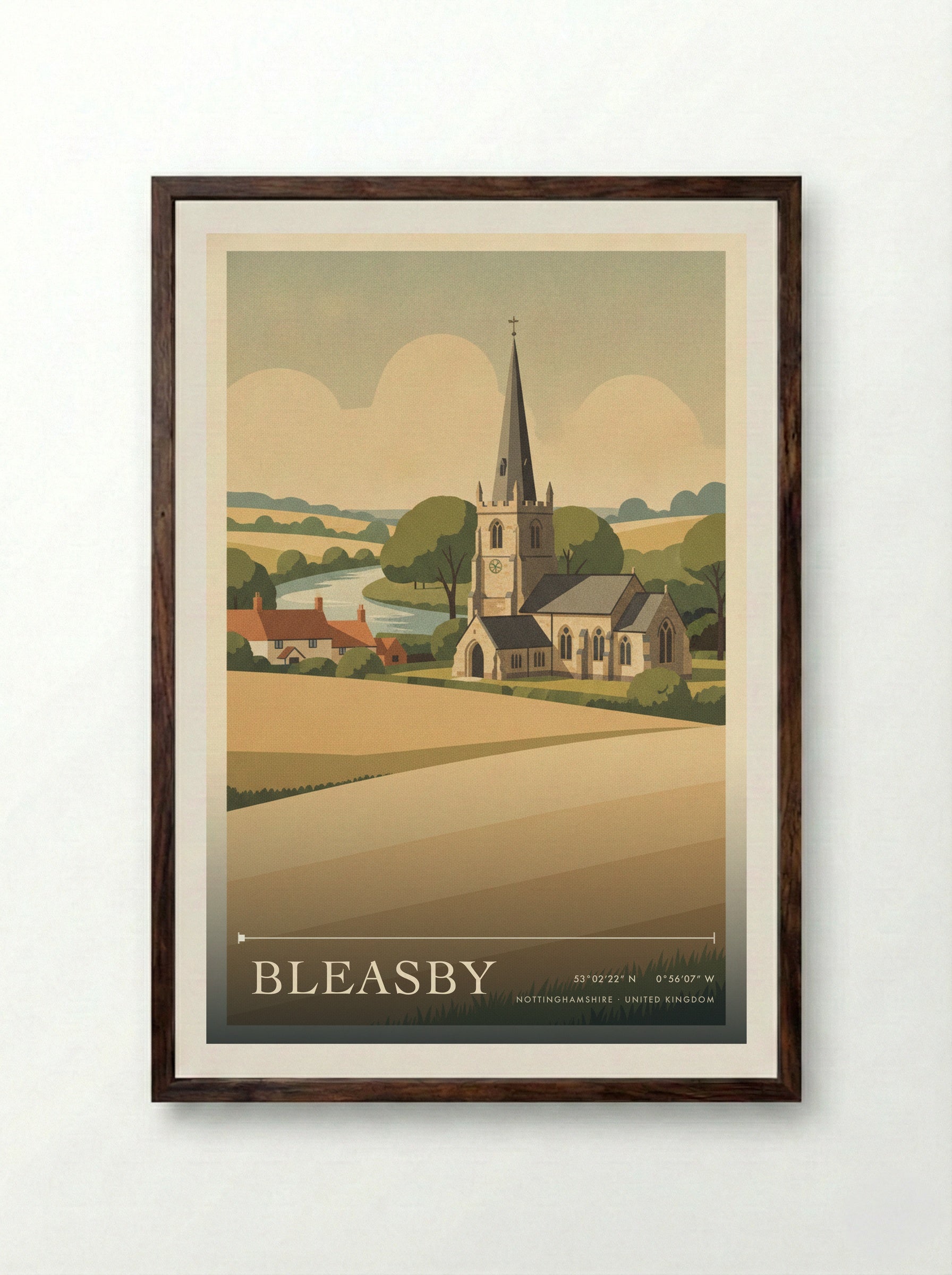 Bleasby Nottinghamshire United Kingdom Travel Poster - Framed Print Dark Wood