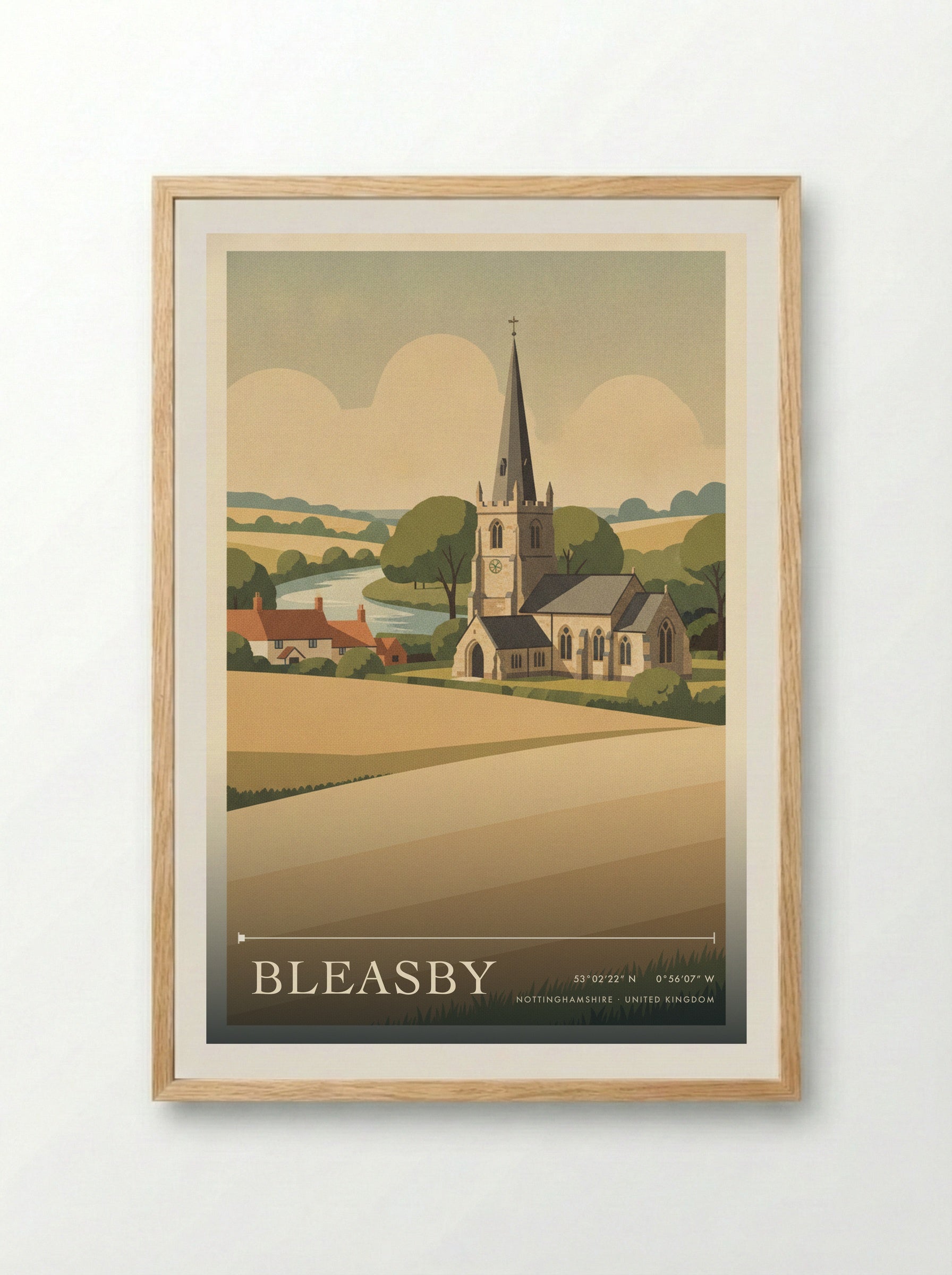 Bleasby Nottinghamshire United Kingdom Travel Poster - Framed Print Wood