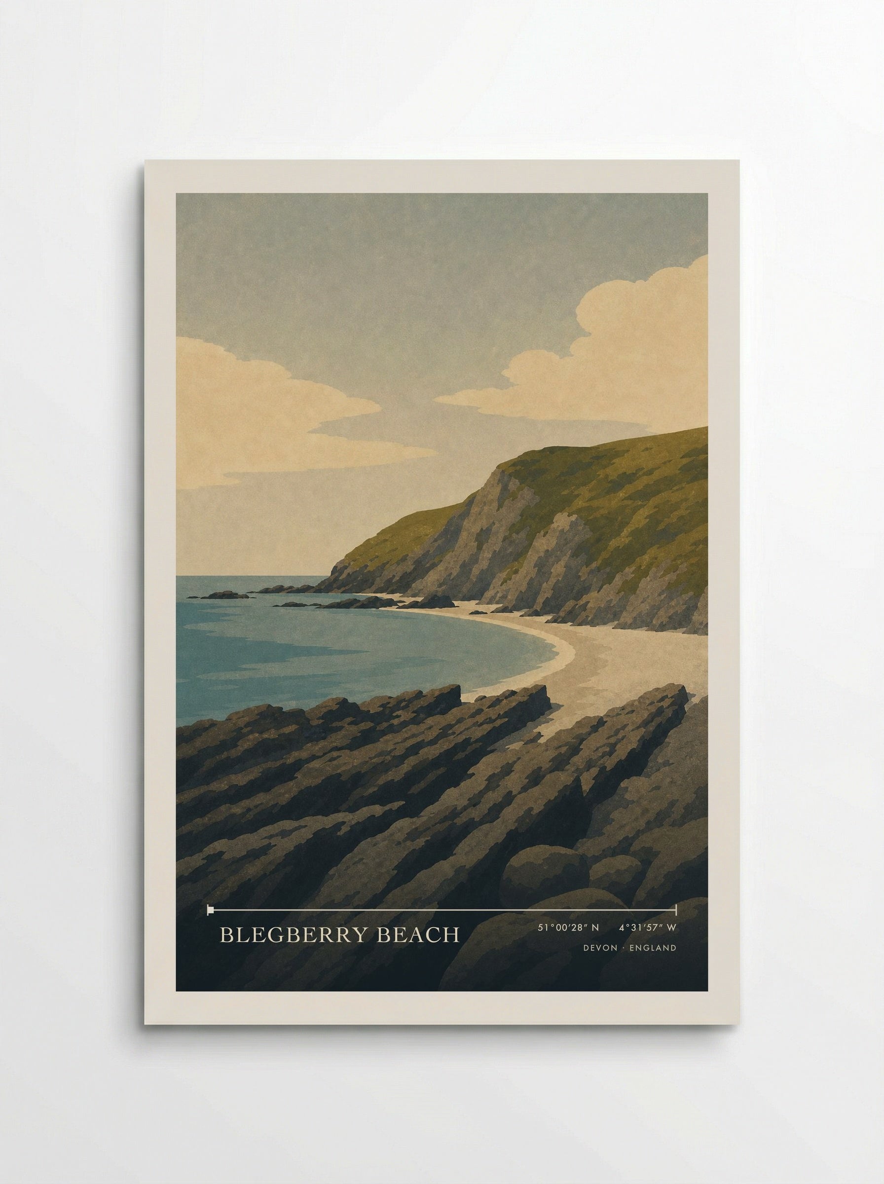 Blegberry Beach Devon England Travel Poster - Poster