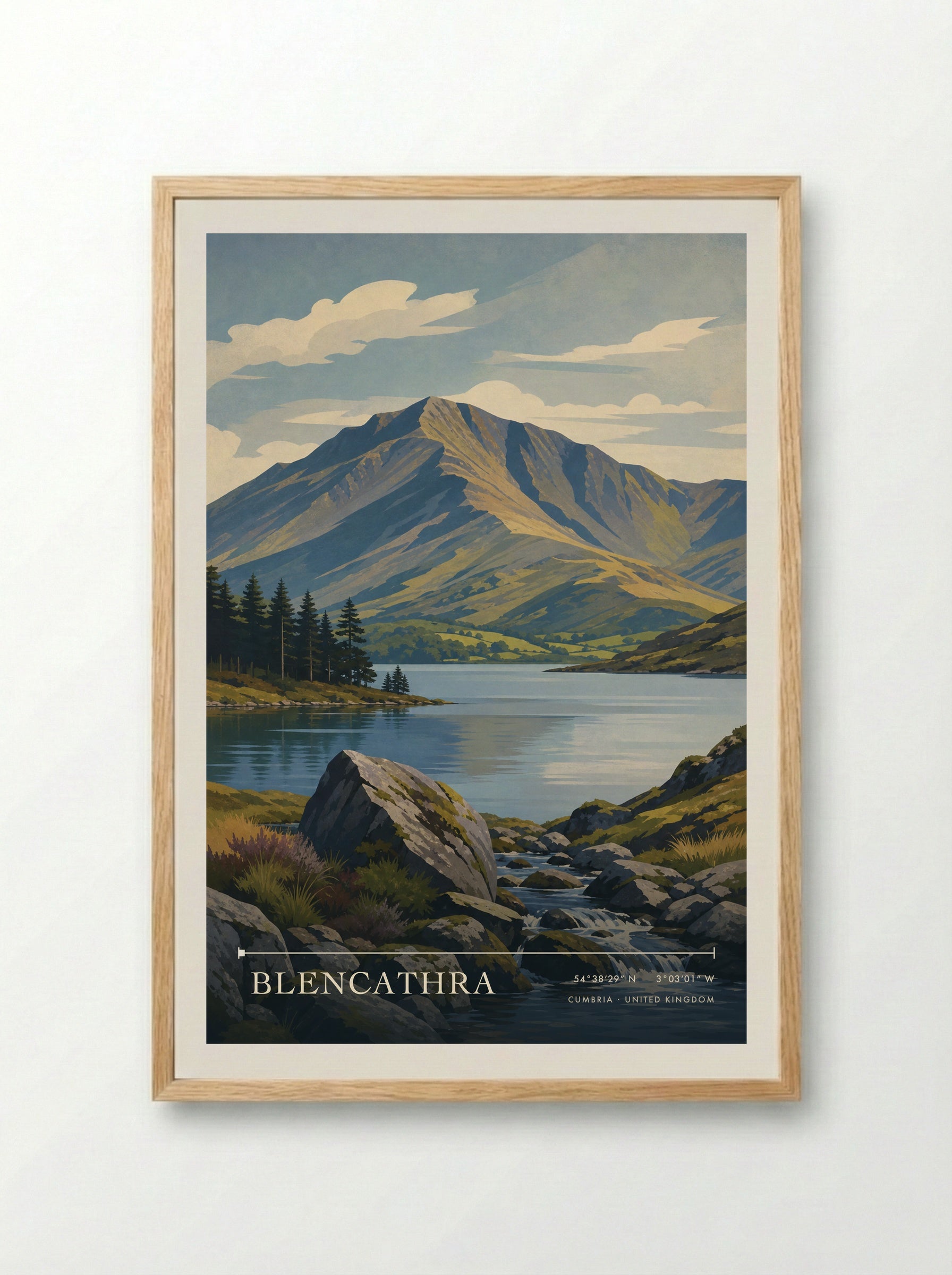 Blencathra Cumbria United Kingdom Travel Poster - Framed Print Wood