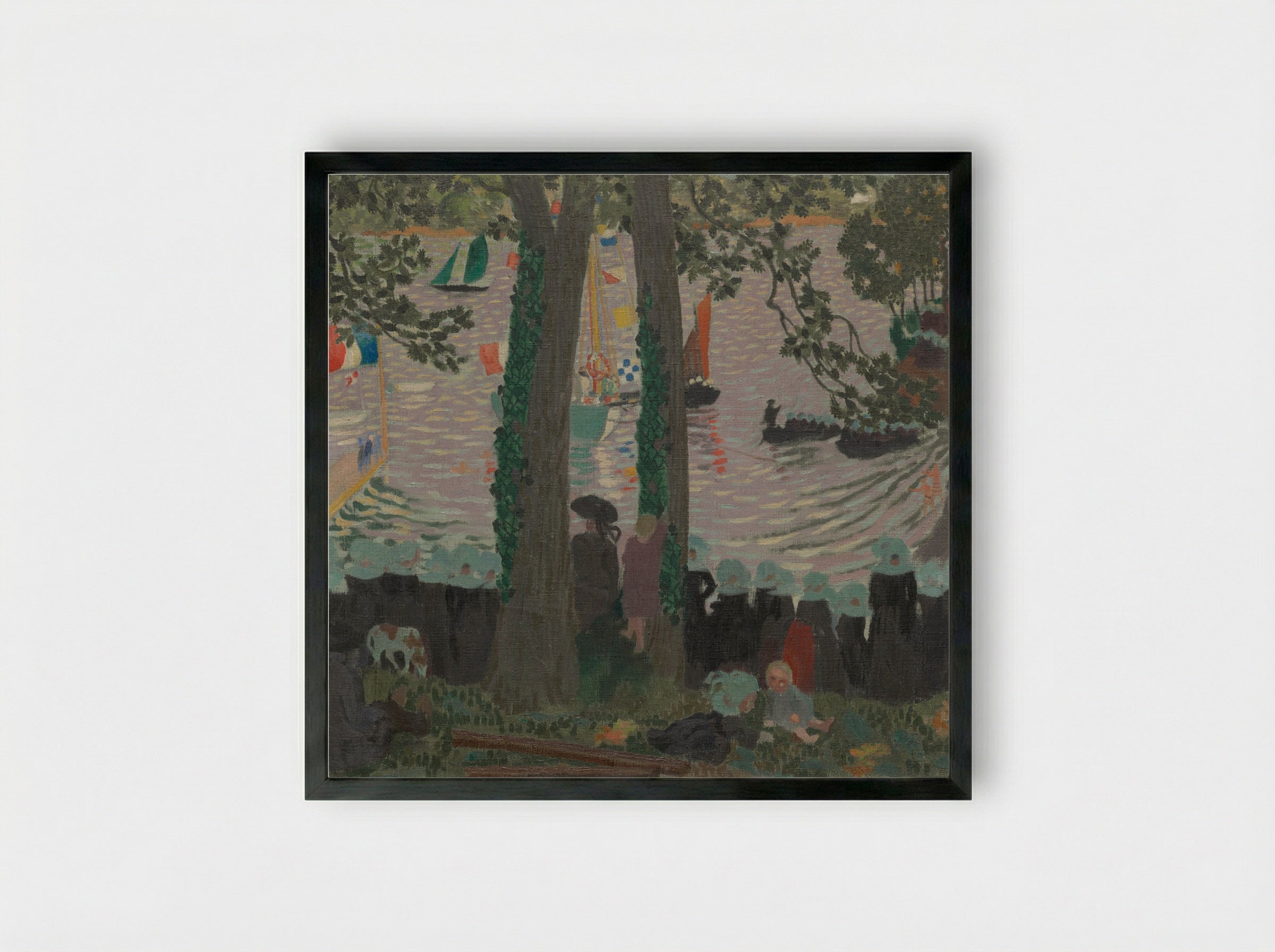 Blessing of a Yacht on the Belon River - Maurice Denis - Framed Print Black