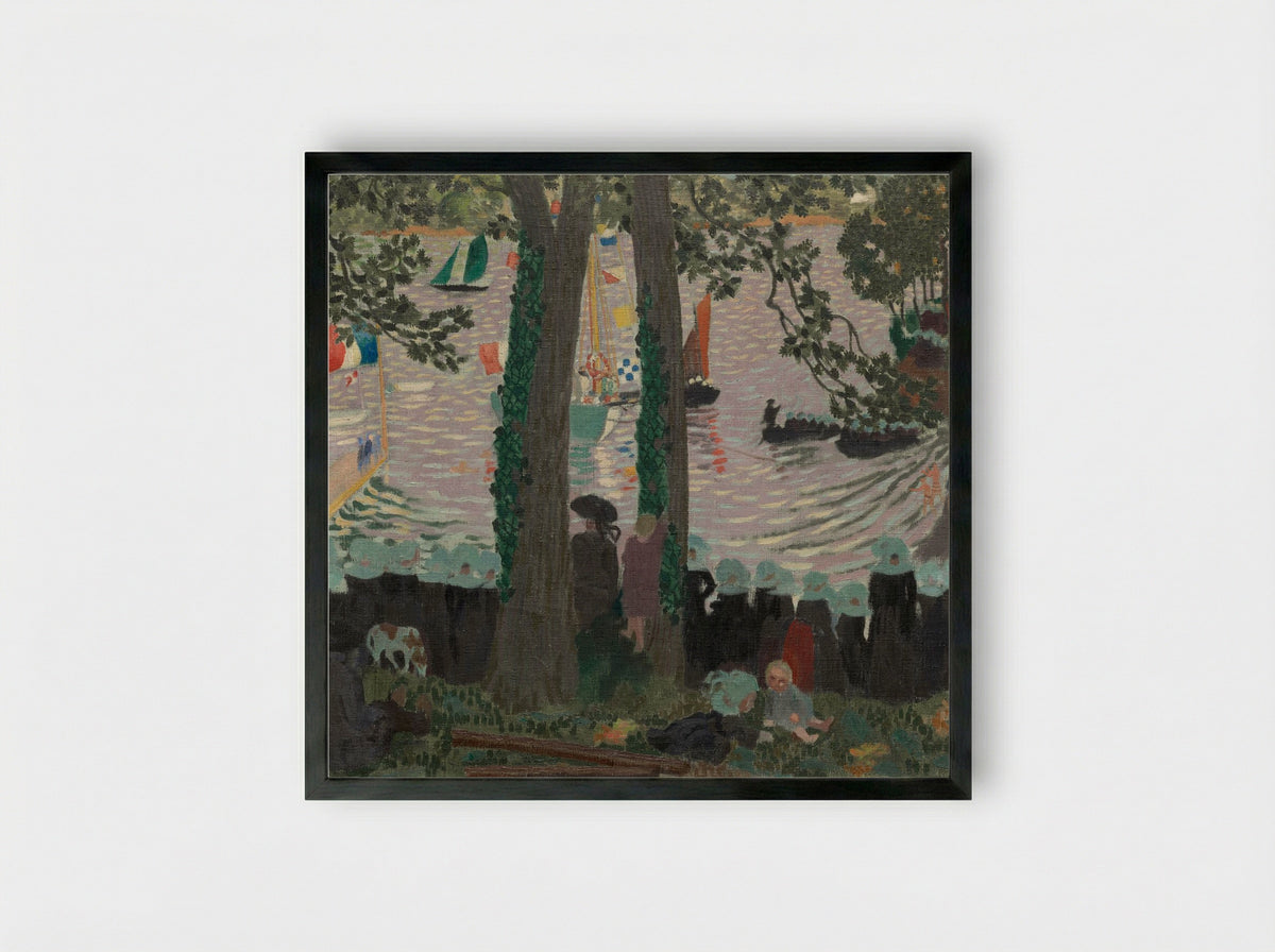 Blessing of a Yacht on the Belon River - Maurice Denis - Framed Print Black