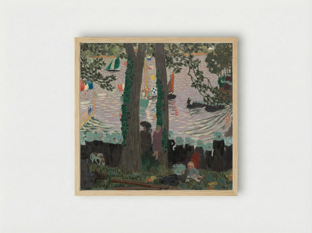 Blessing of a Yacht on the Belon River - Maurice Denis - Framed Print Wood