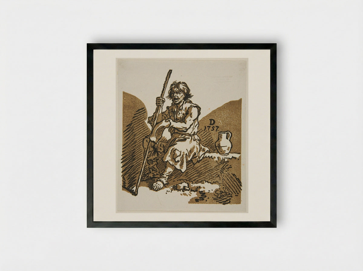 Blind Beggar - Christian Wilhelm Ernst Dietrich - Framed Print Black