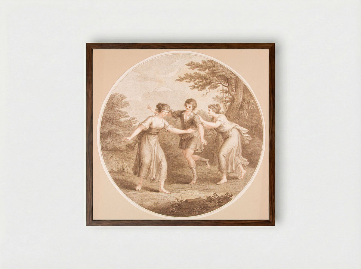 Blind Man's Bluff - Peter William Tomkins - Framed Print Dark Wood