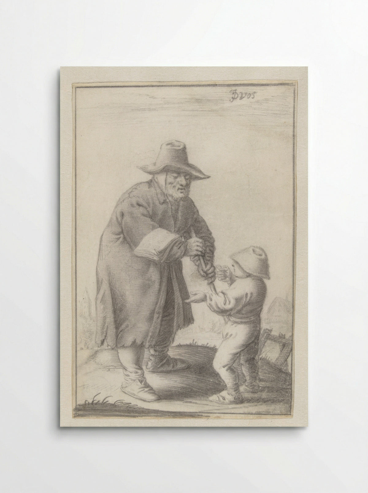 Blind Song Seller and Boy - J. de Vos - Poster