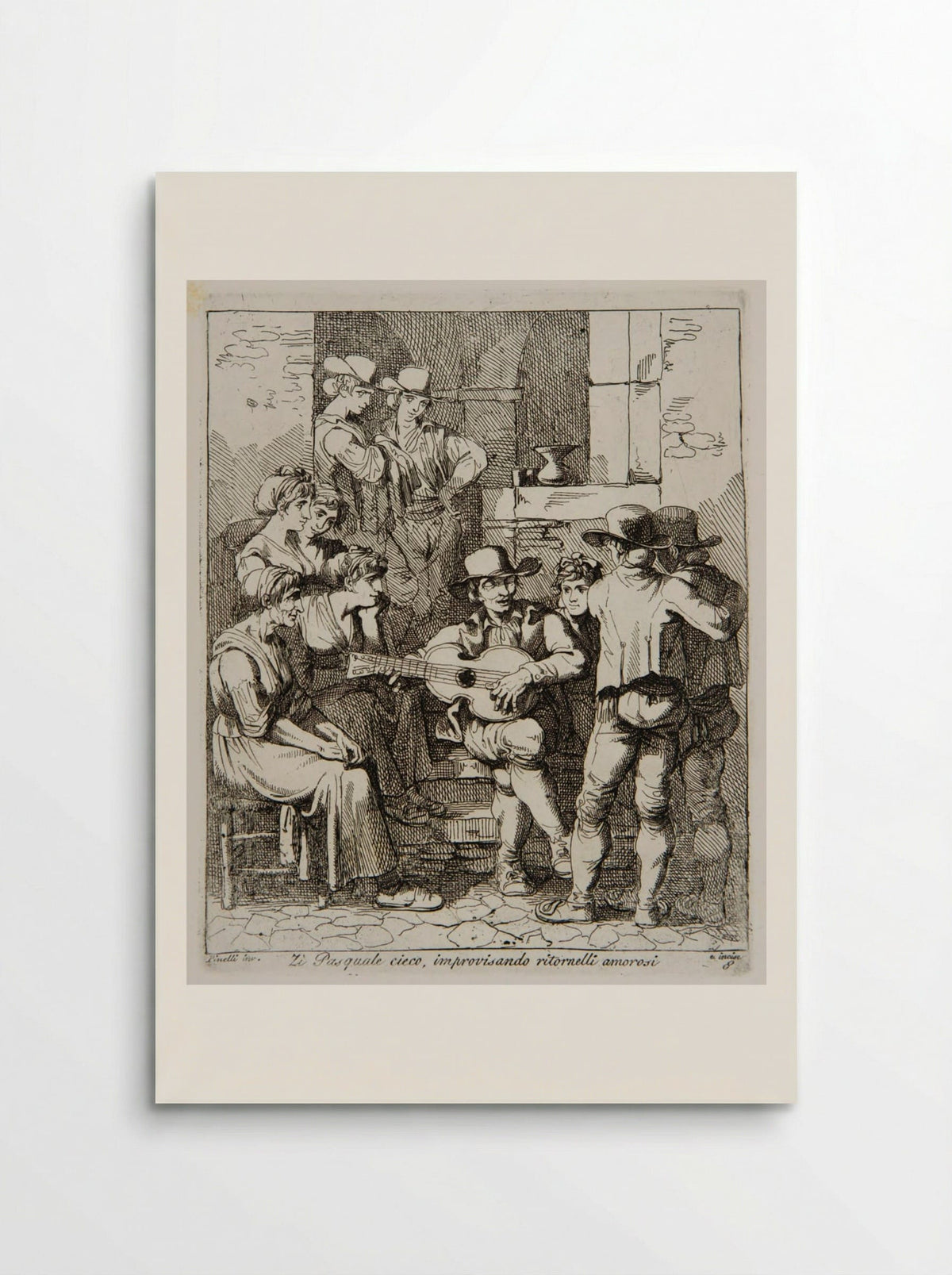 Blind Uncle Pasquale Improvising Love Refrains - Bartolomeo Pinelli - Poster