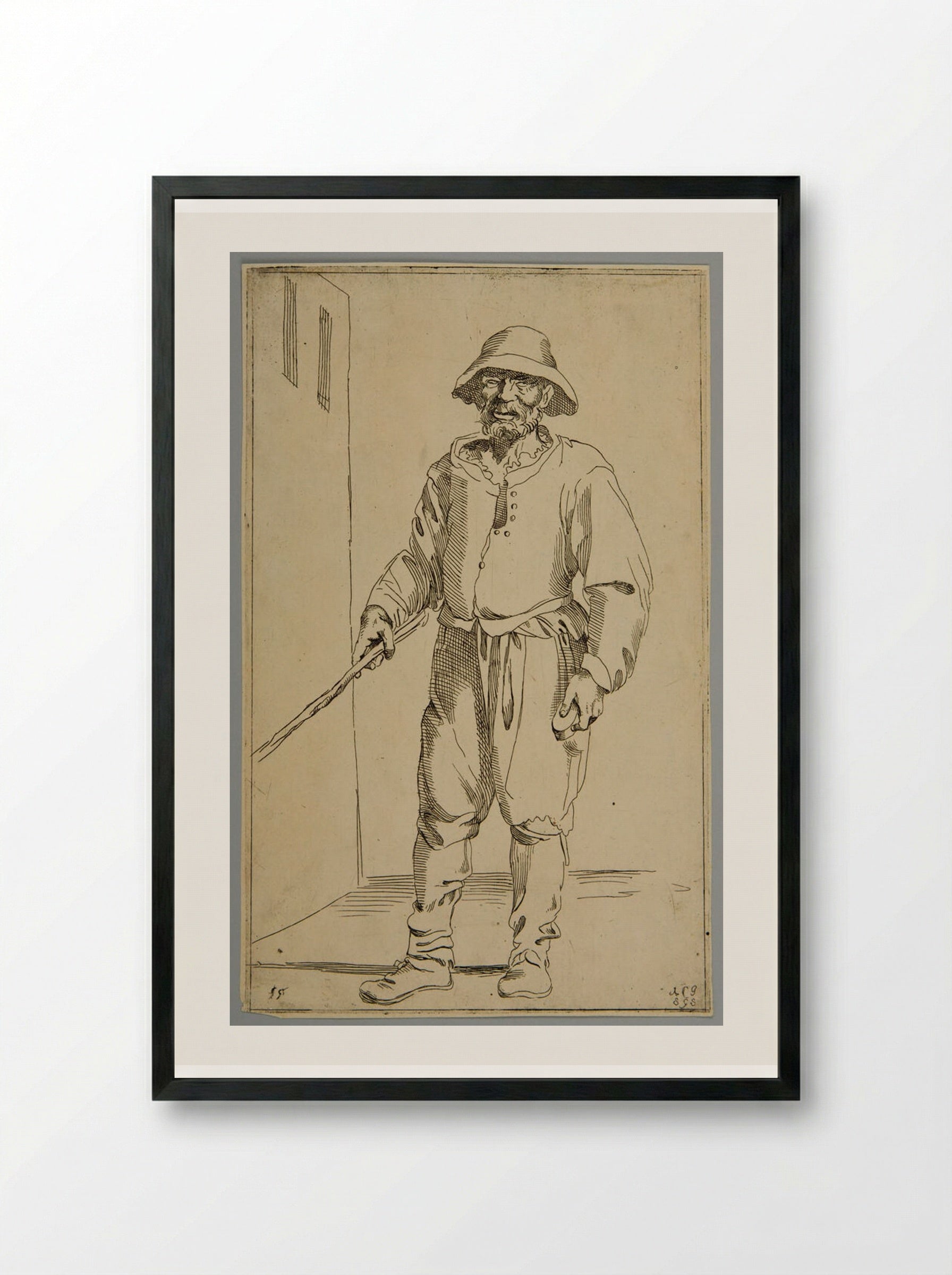 Blind man with a remedy for corns! (Plate 55) - Simon Guillain - Framed Print Black