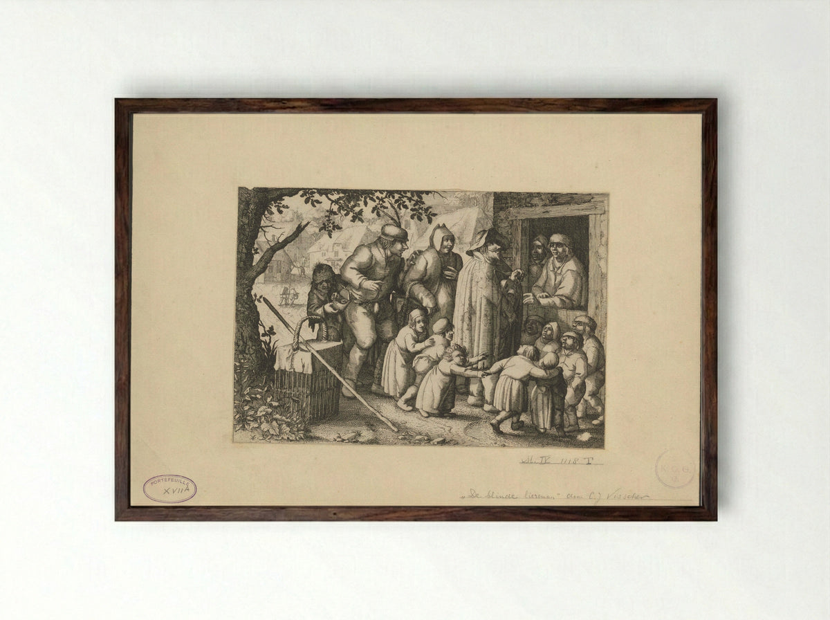 Blinde liereman - Claes Jansz. Visscher (II) - Framed Print Dark Wood