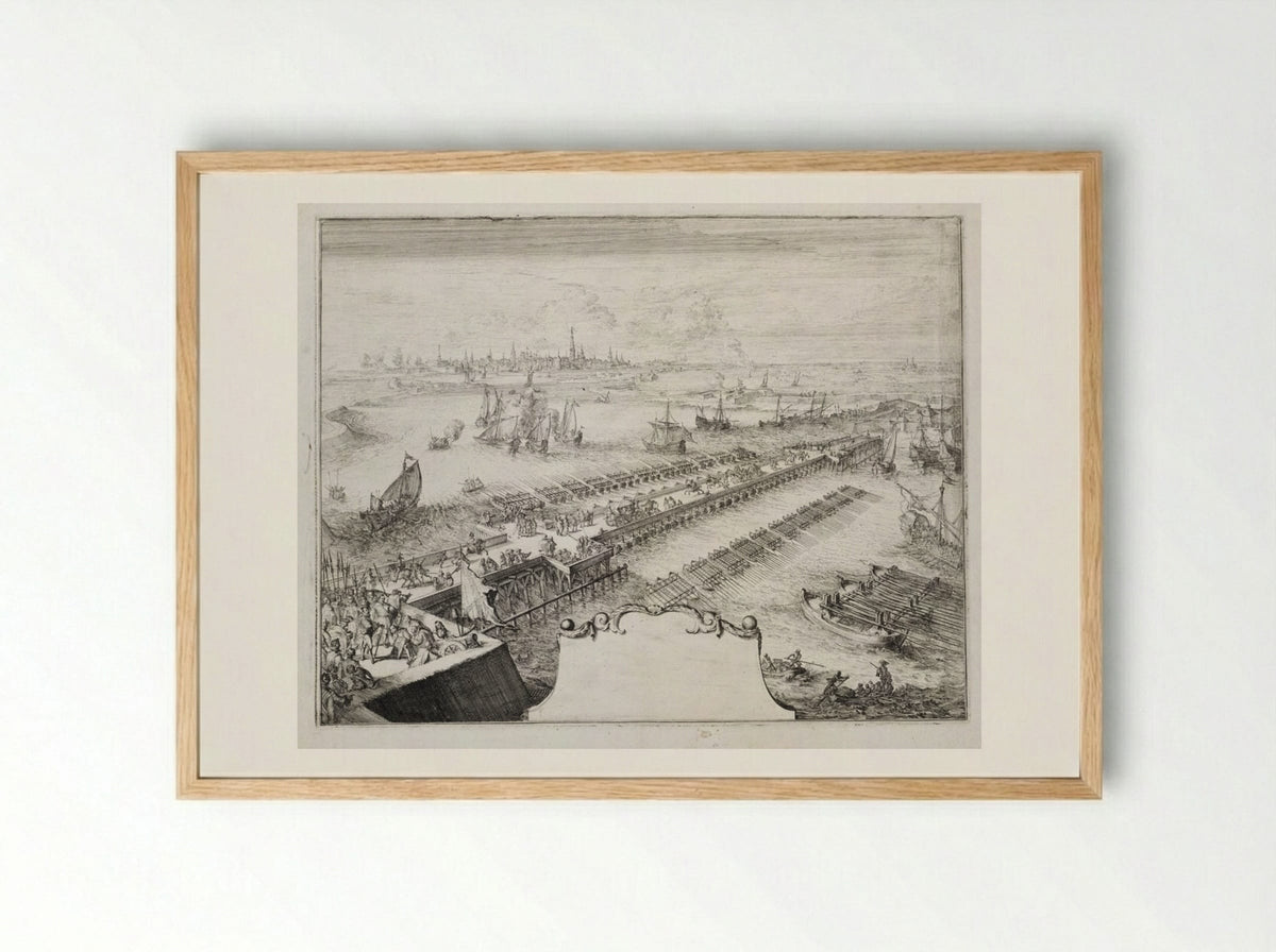 Blockade of Antwerp, 1585 - Romeyn de Hooghe - Framed Print Wood