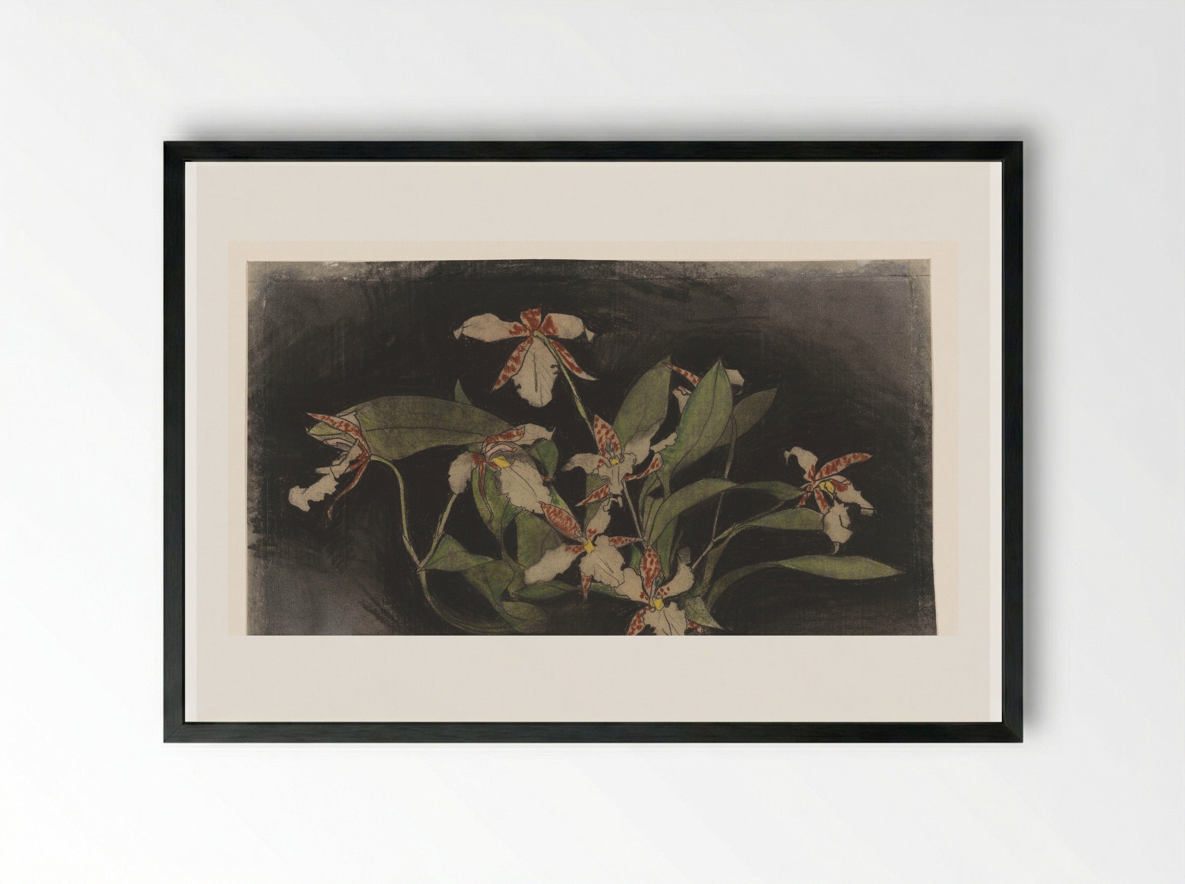Bloeiende orchideeëntak - Theo Nieuwenhuis - Framed Print Black