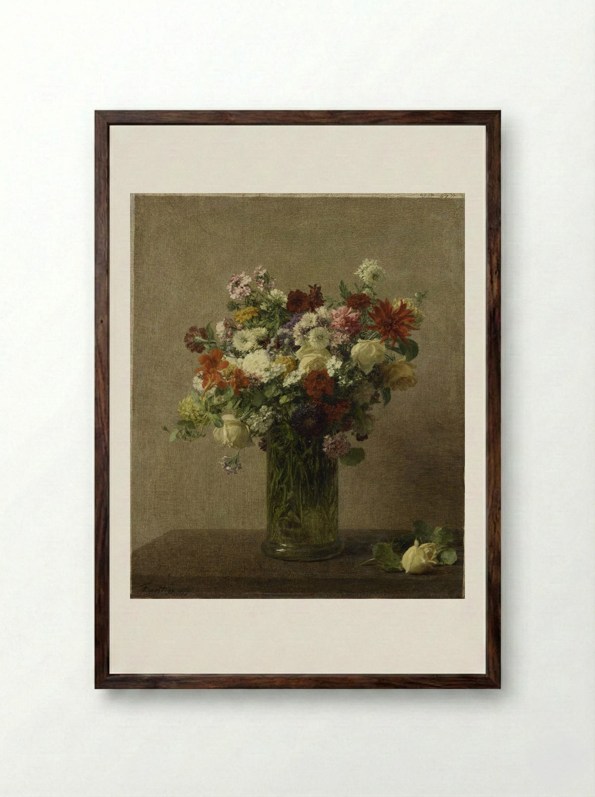 Bloemen uit Normandië - Henri Fantin-Latour - Framed Print Dark Wood