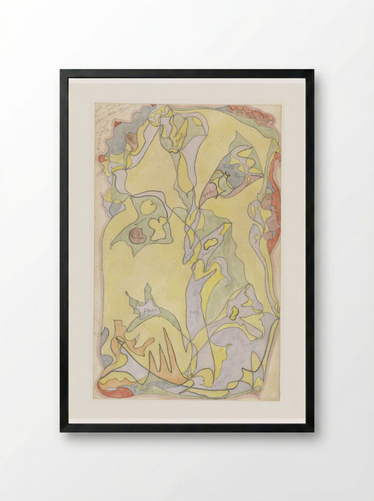 Bloemmotieven op een geel fond - Theo Colenbrander - Framed Print Black