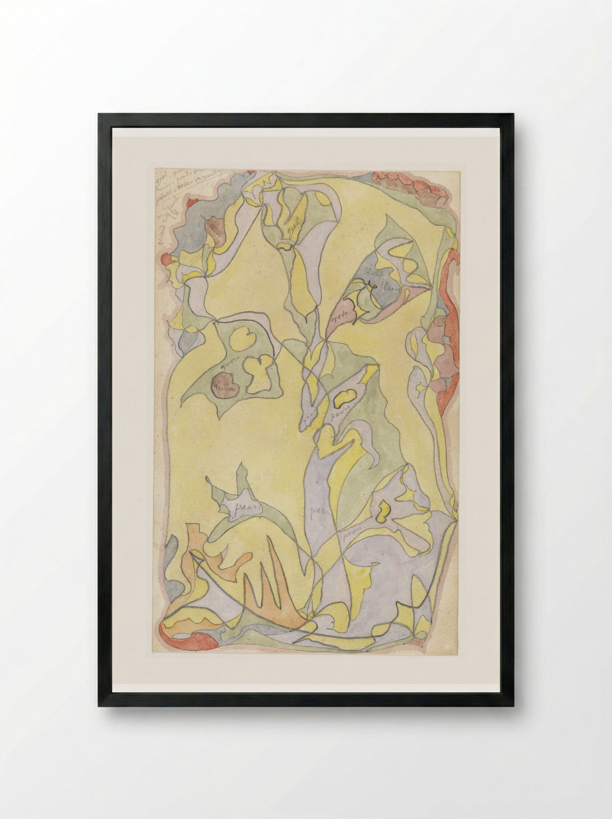 Bloemmotieven op een geel fond - Theo Colenbrander - Framed Print Black