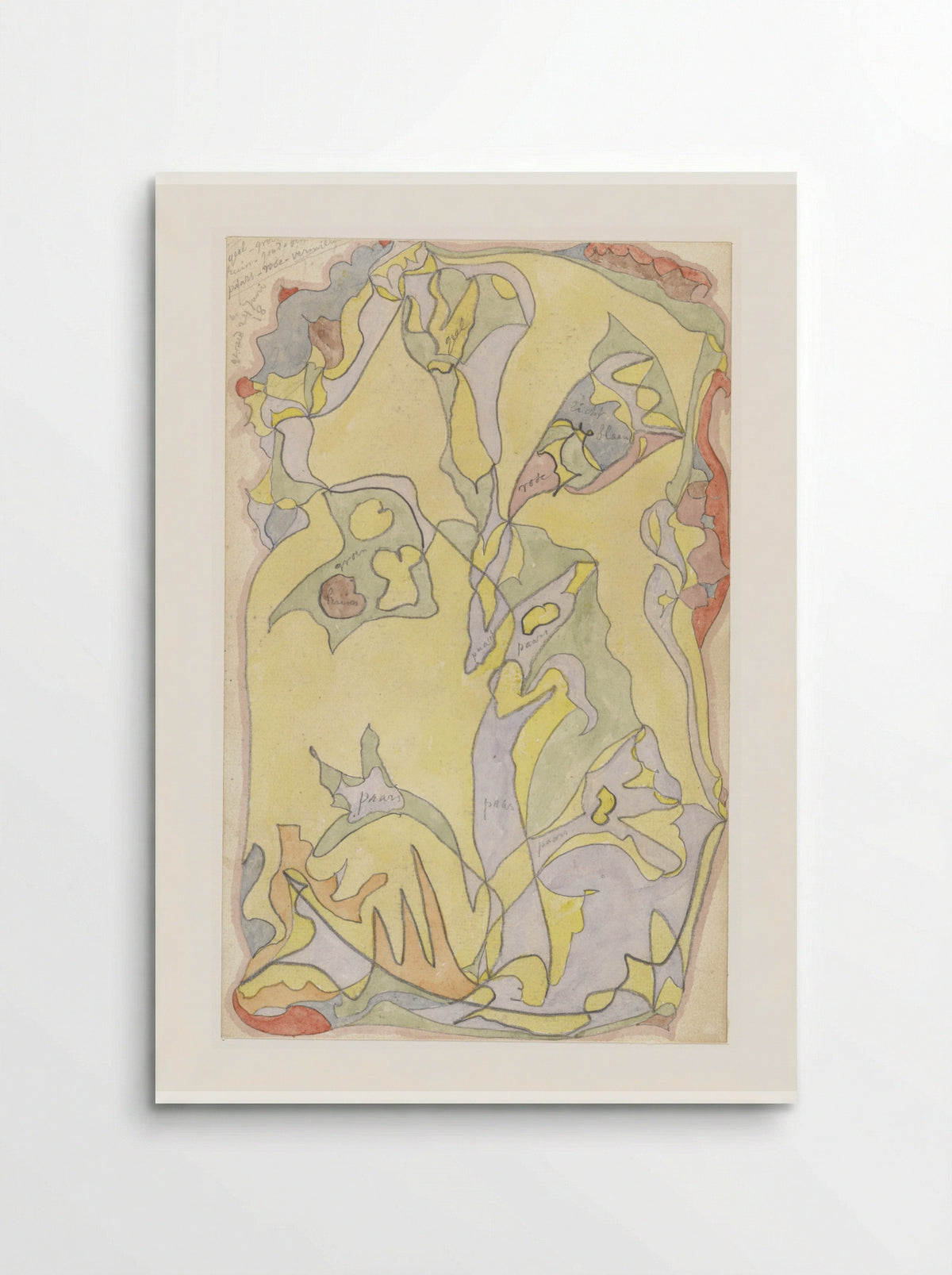 Bloemmotieven op een geel fond - Theo Colenbrander - Poster