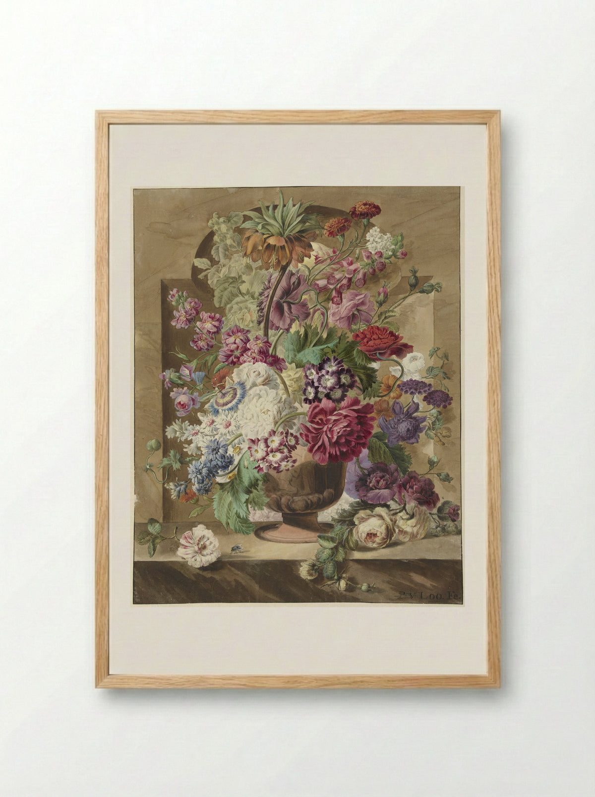 Bloemstuk (Floral Still Life) - Pieter van Loo - Framed Print Wood