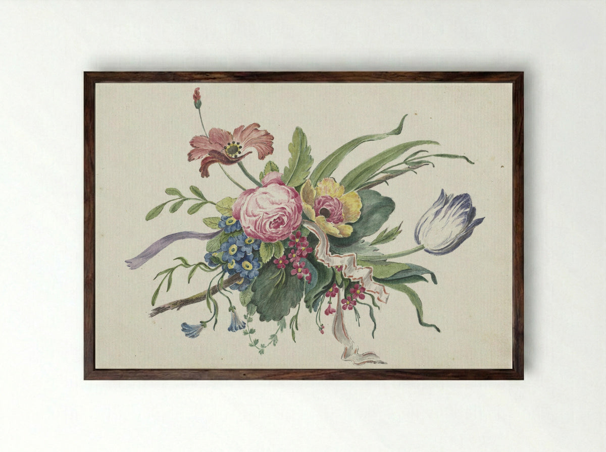 Bloemstuk - Katharina Wilhelmina Schweickhardt - Framed Print Dark Wood