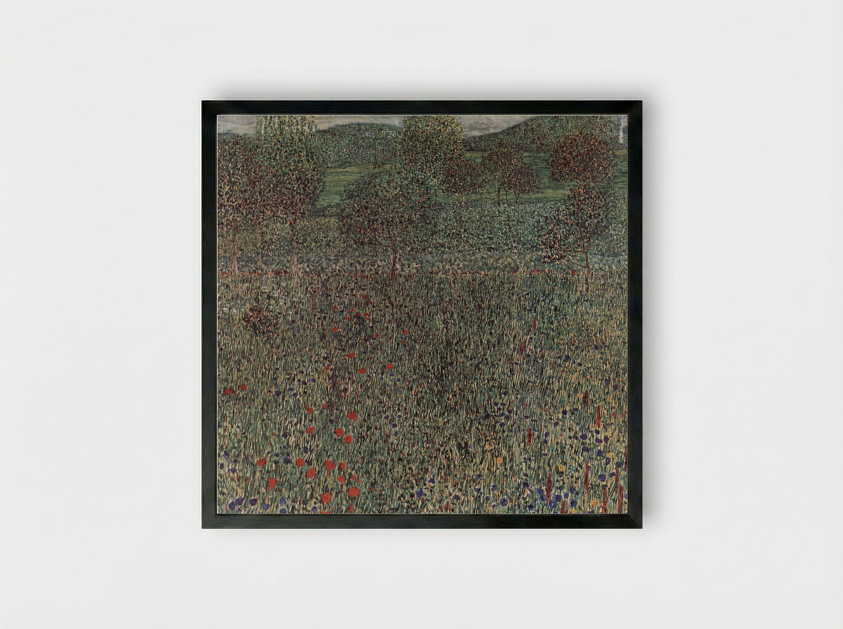 Blooming Meadow - Gustav Klimt - Framed Print Black