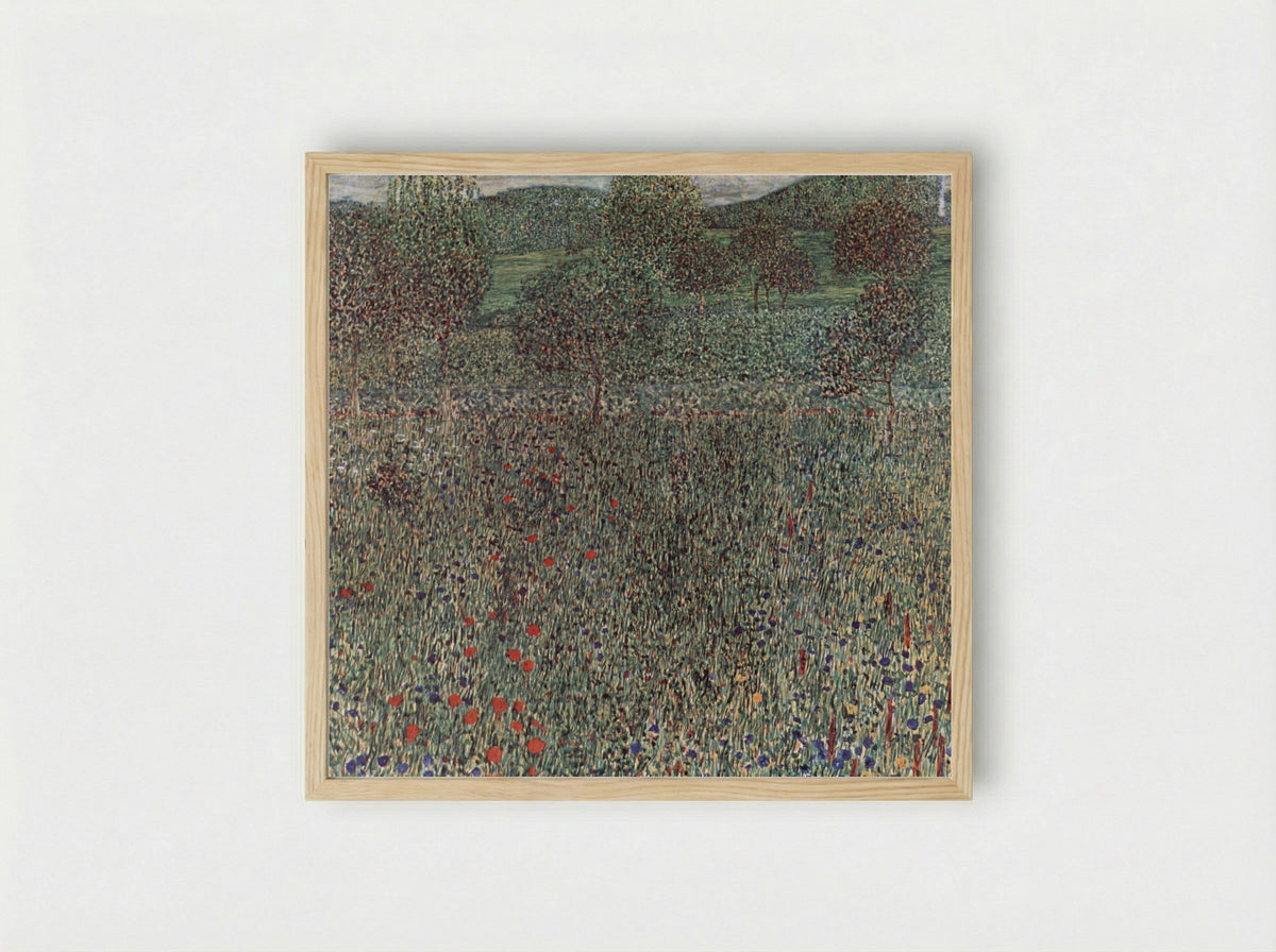 Blooming Meadow - Gustav Klimt - Framed Print Wood