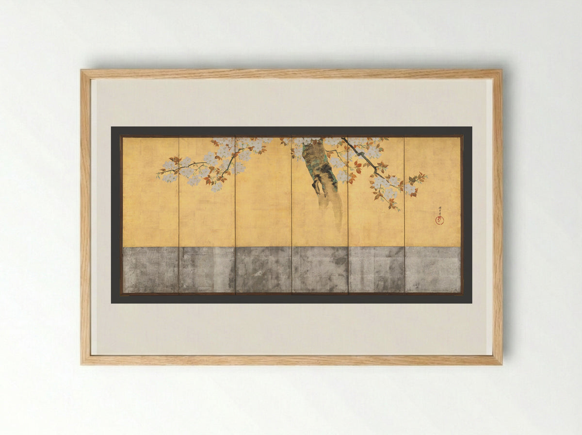 Blossoming Cherry Trees - Sakai Hōitsu - Framed Print Wood