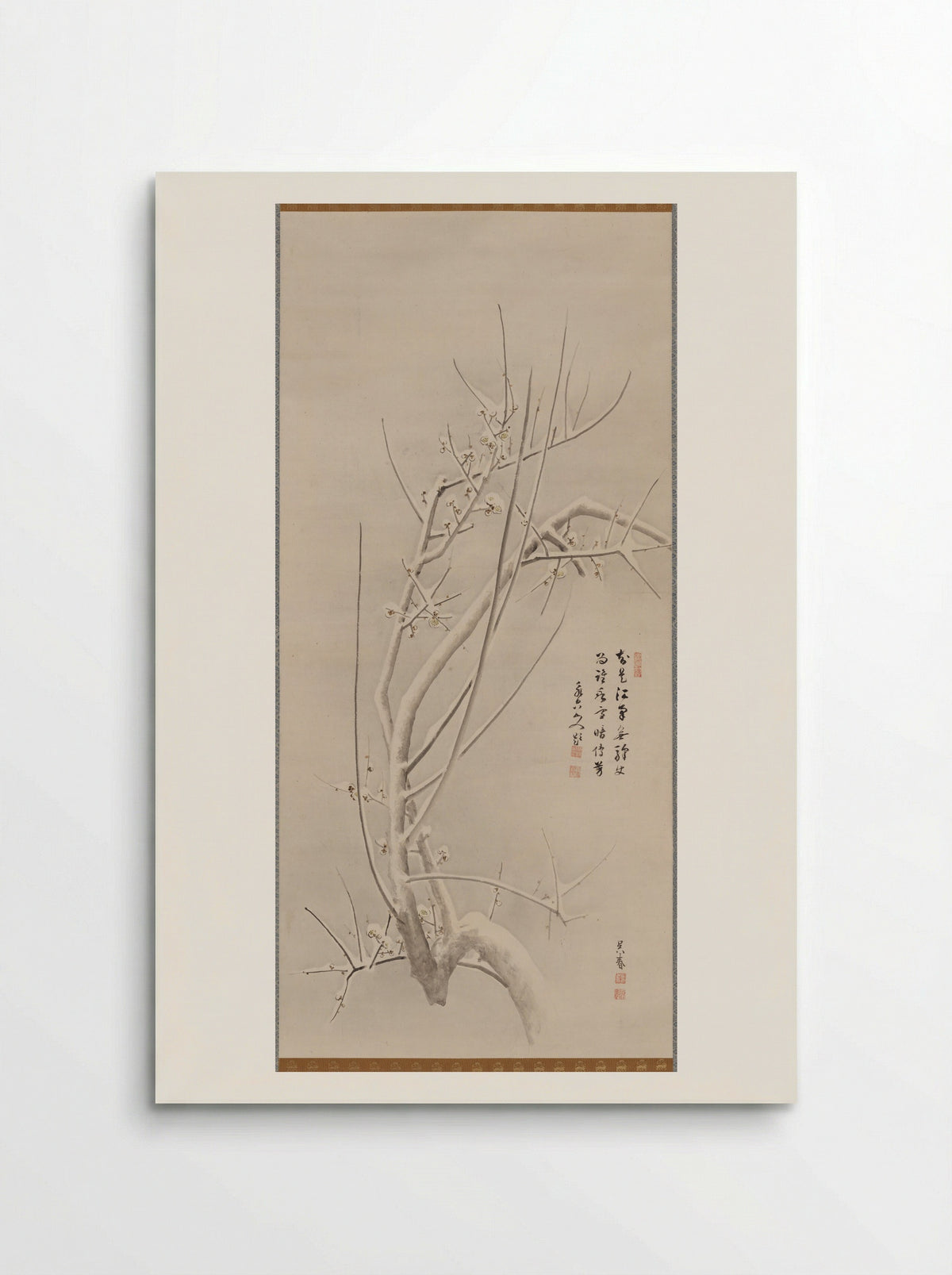 Blossoming Plum with Moon and Snow - Matsumura Gekkei (Goshun) - Poster