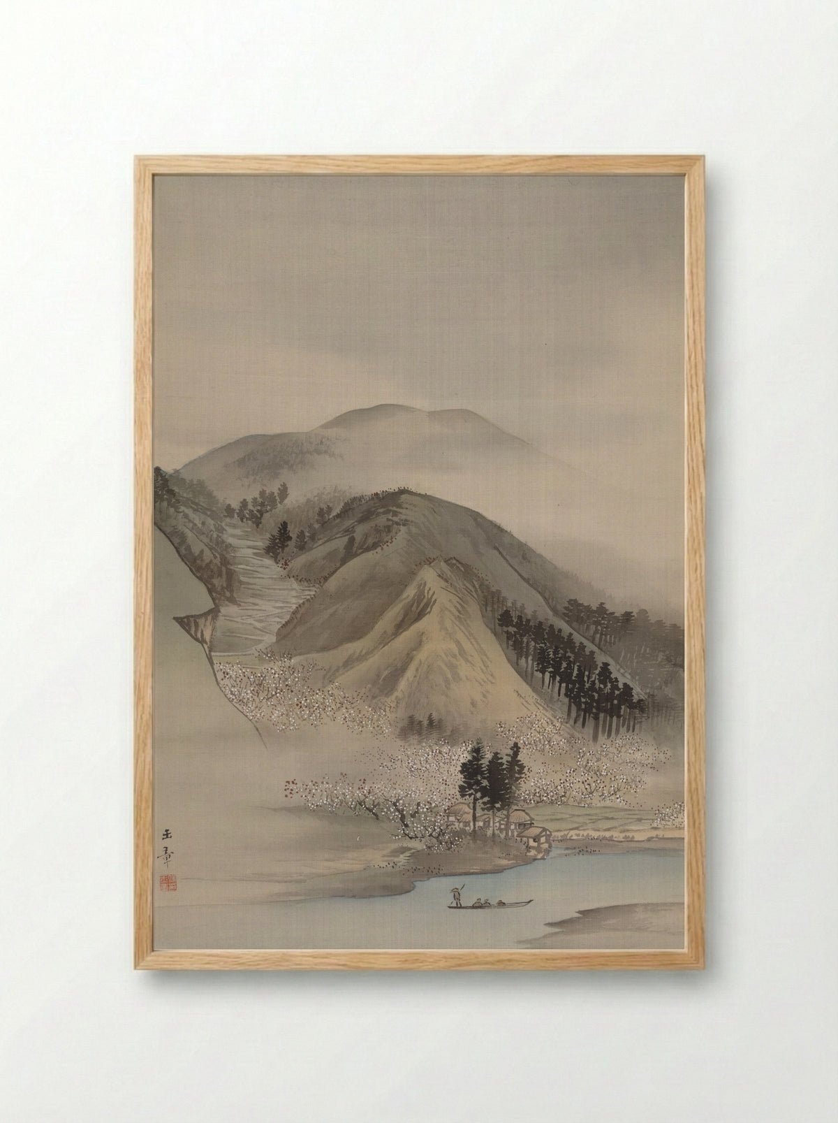 Blossoms by a River - Kawabata Gyokushō - Framed Print Wood