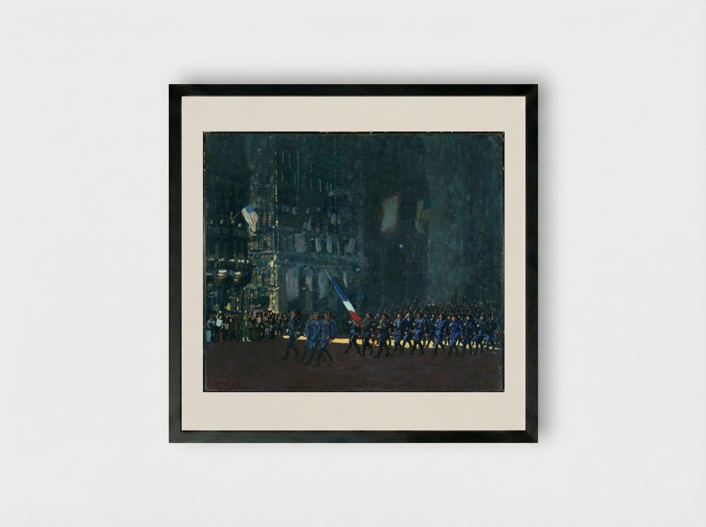 Blue Devils on Fifth Avenue - George Luks - Framed Print Black