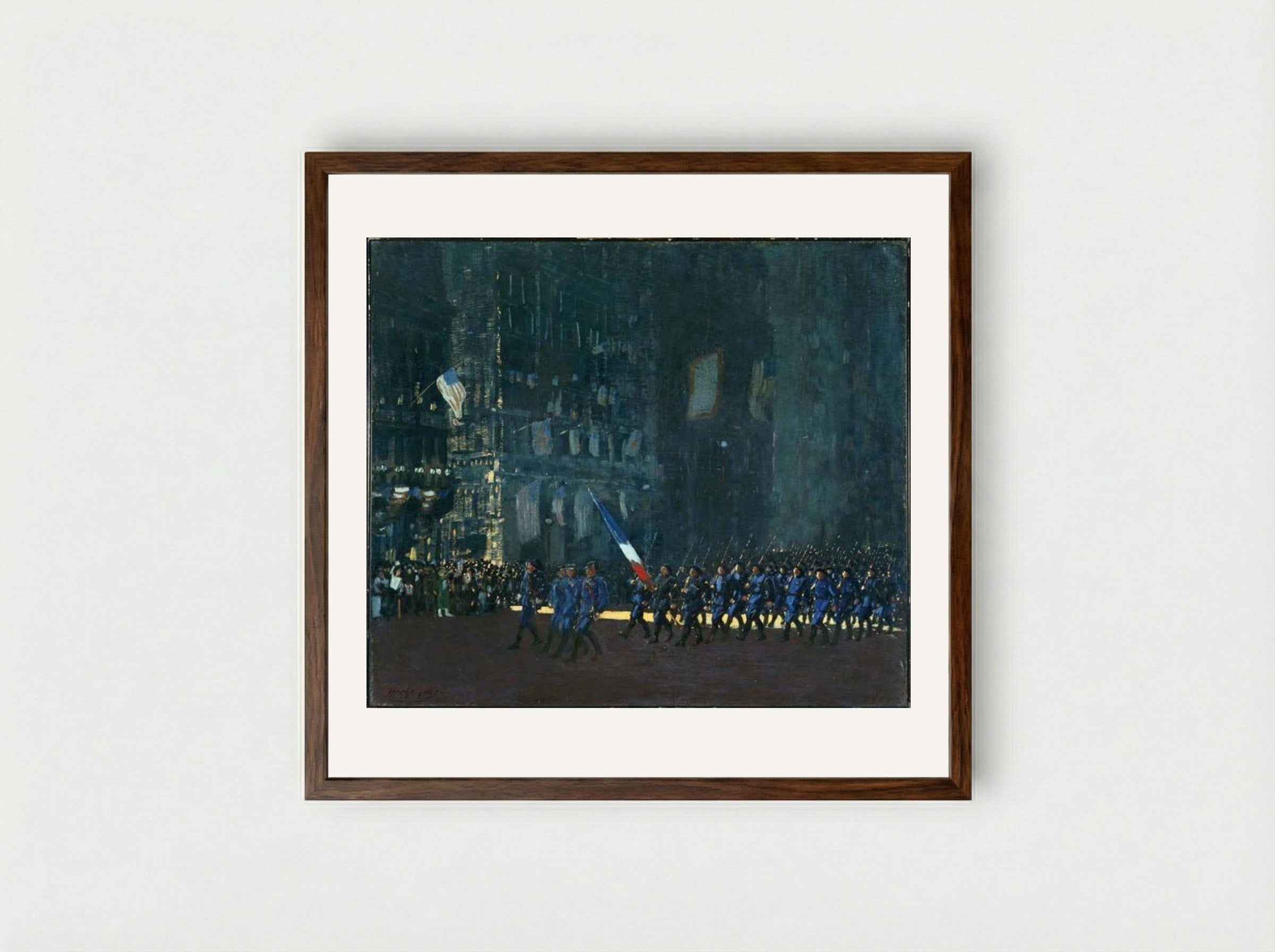 Blue Devils on Fifth Avenue - George Luks - Framed Print Dark Wood