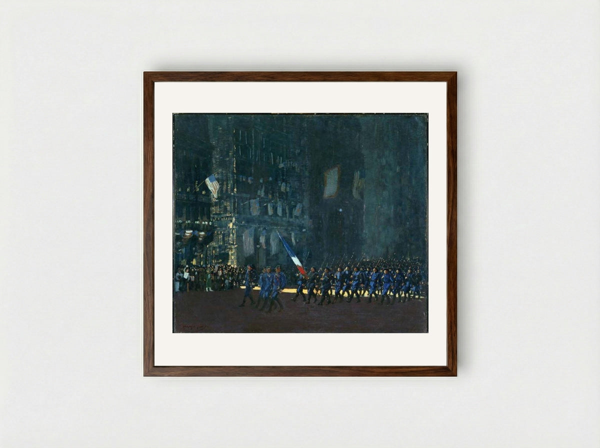 Blue Devils on Fifth Avenue - George Luks - Framed Print Dark Wood