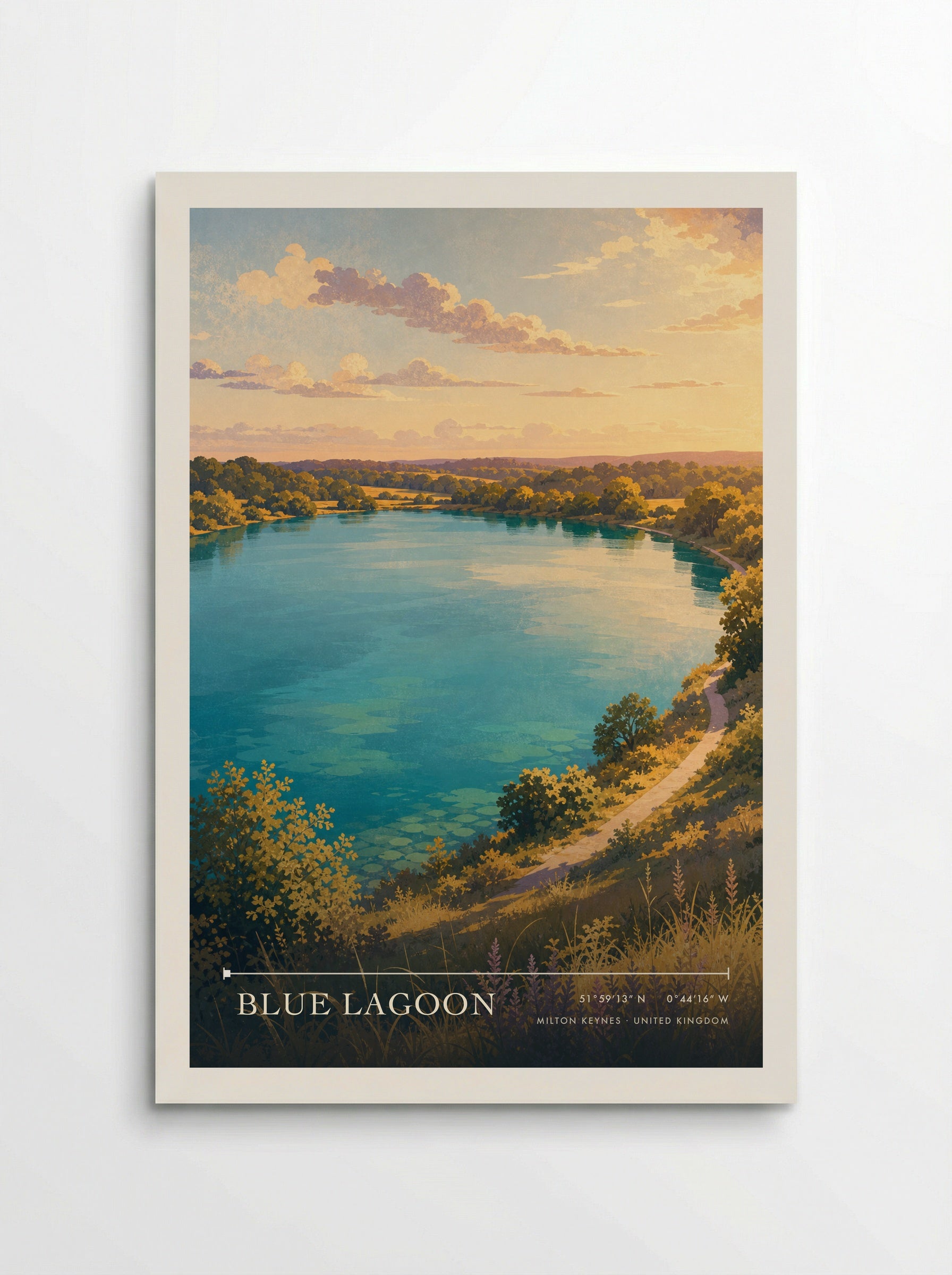 Blue Lagoon Milton Keynes United Kingdom Travel Poster - Poster