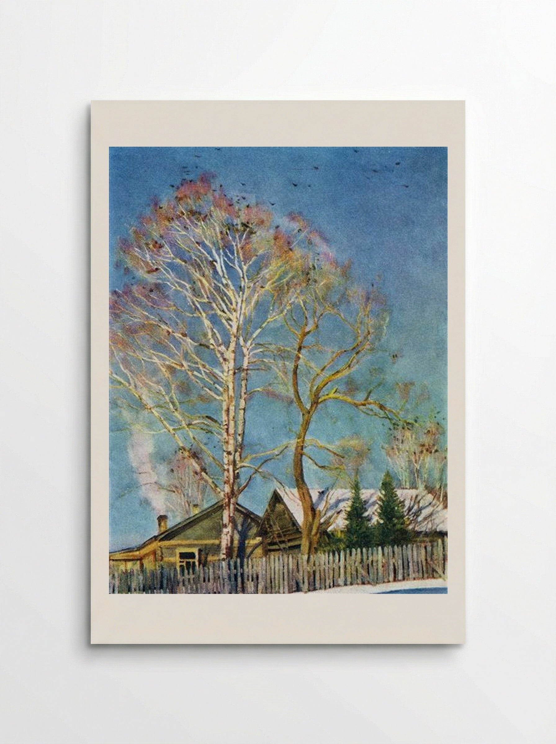 Blue Morning. Rooks on the Birches. Ligachevo - Konstantin Yuon - Poster