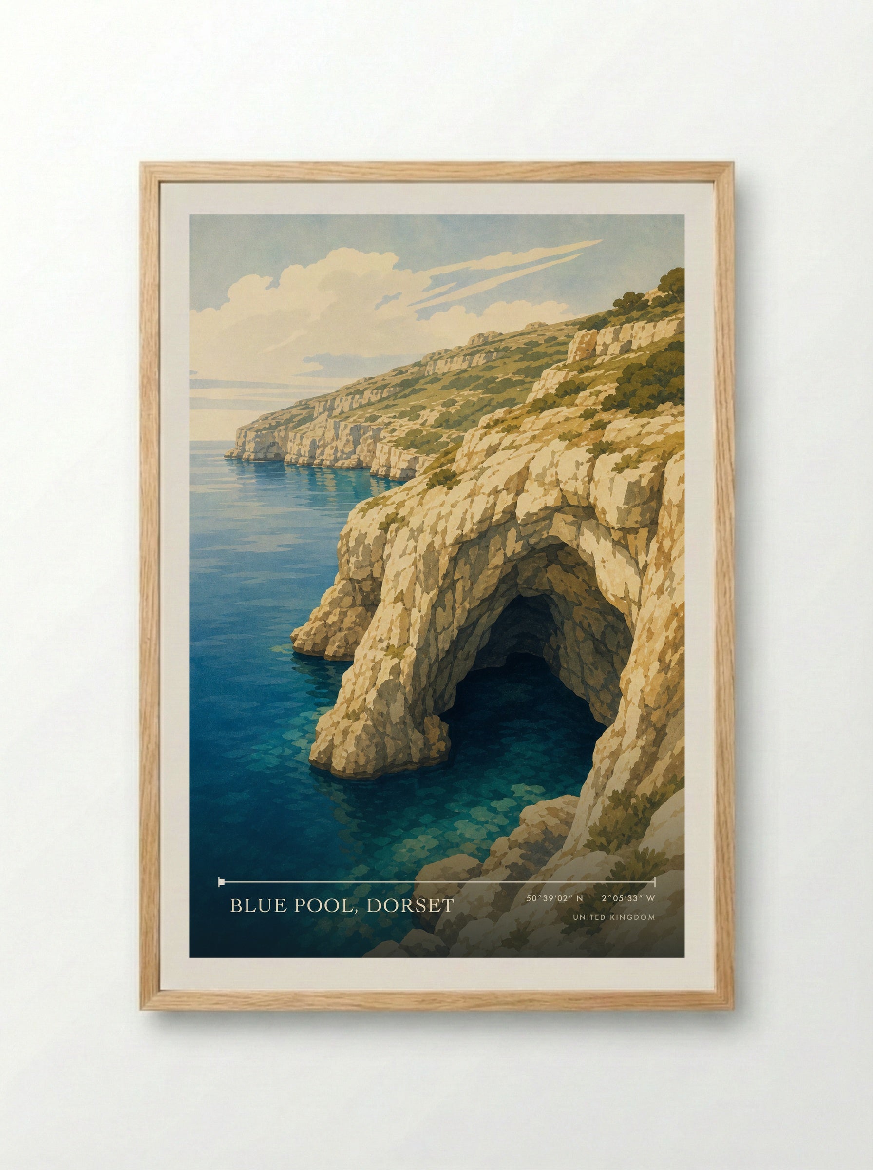 Blue Pool, Dorset United Kingdom Travel Poster - Framed Print Wood