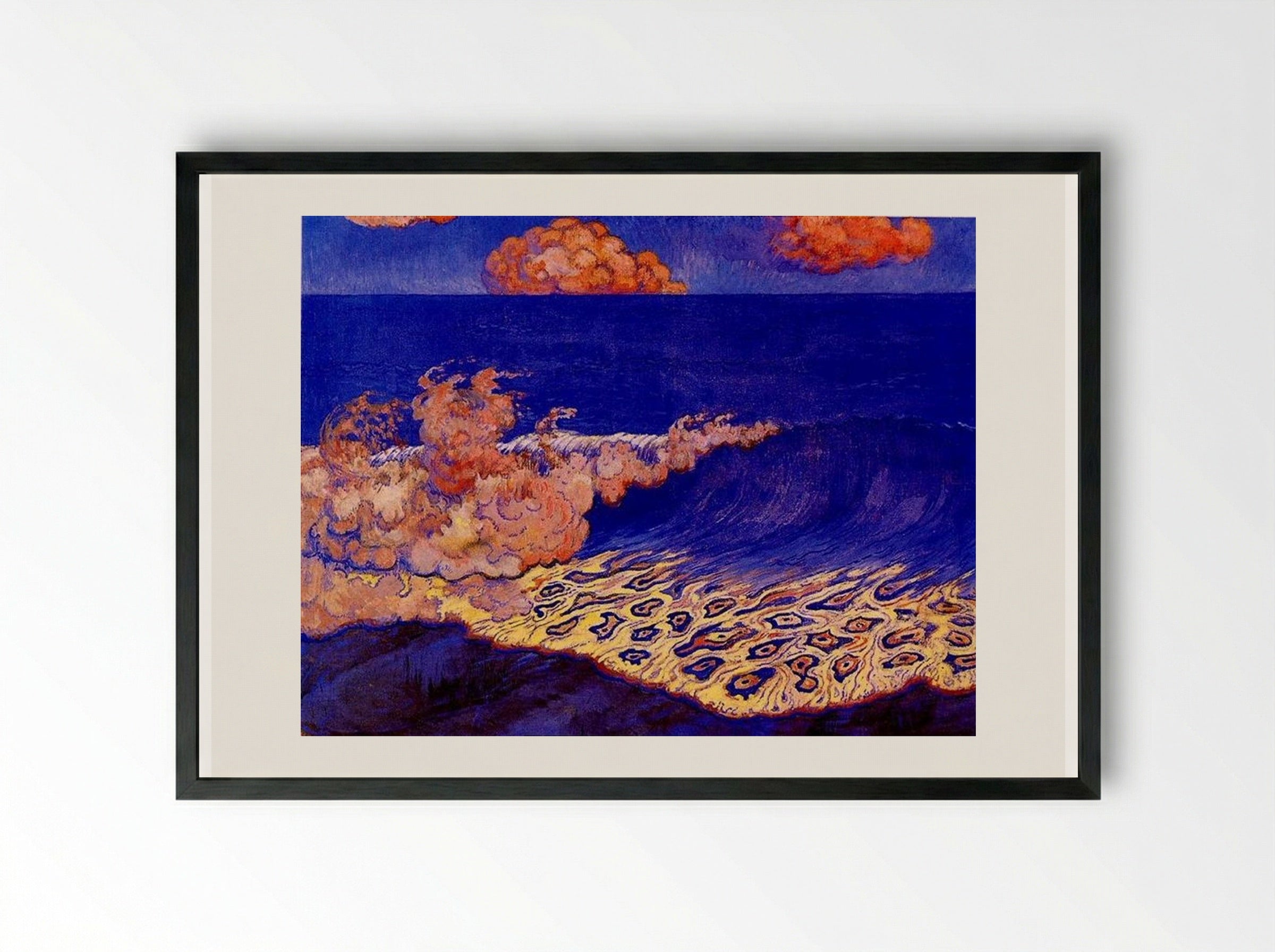 Blue Seascape, Wave Effect - Georges Lacombe - Framed Print Black